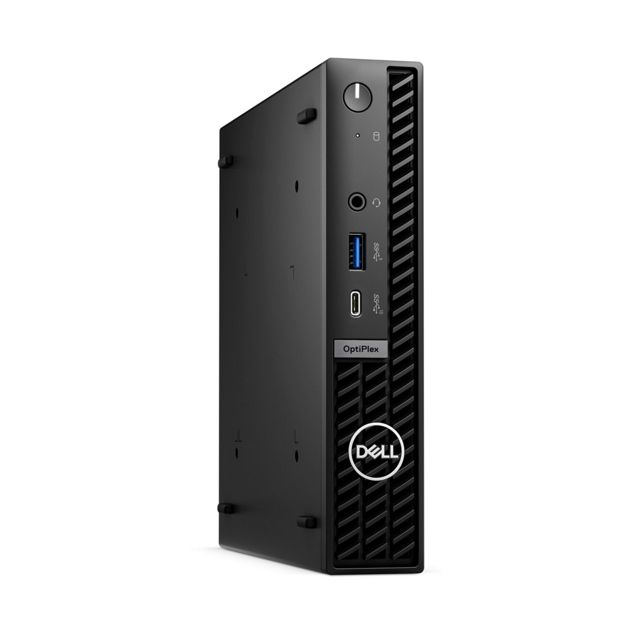 Mini PC Dell OptiPlex nero con porte USB e fessure di ventilazione.