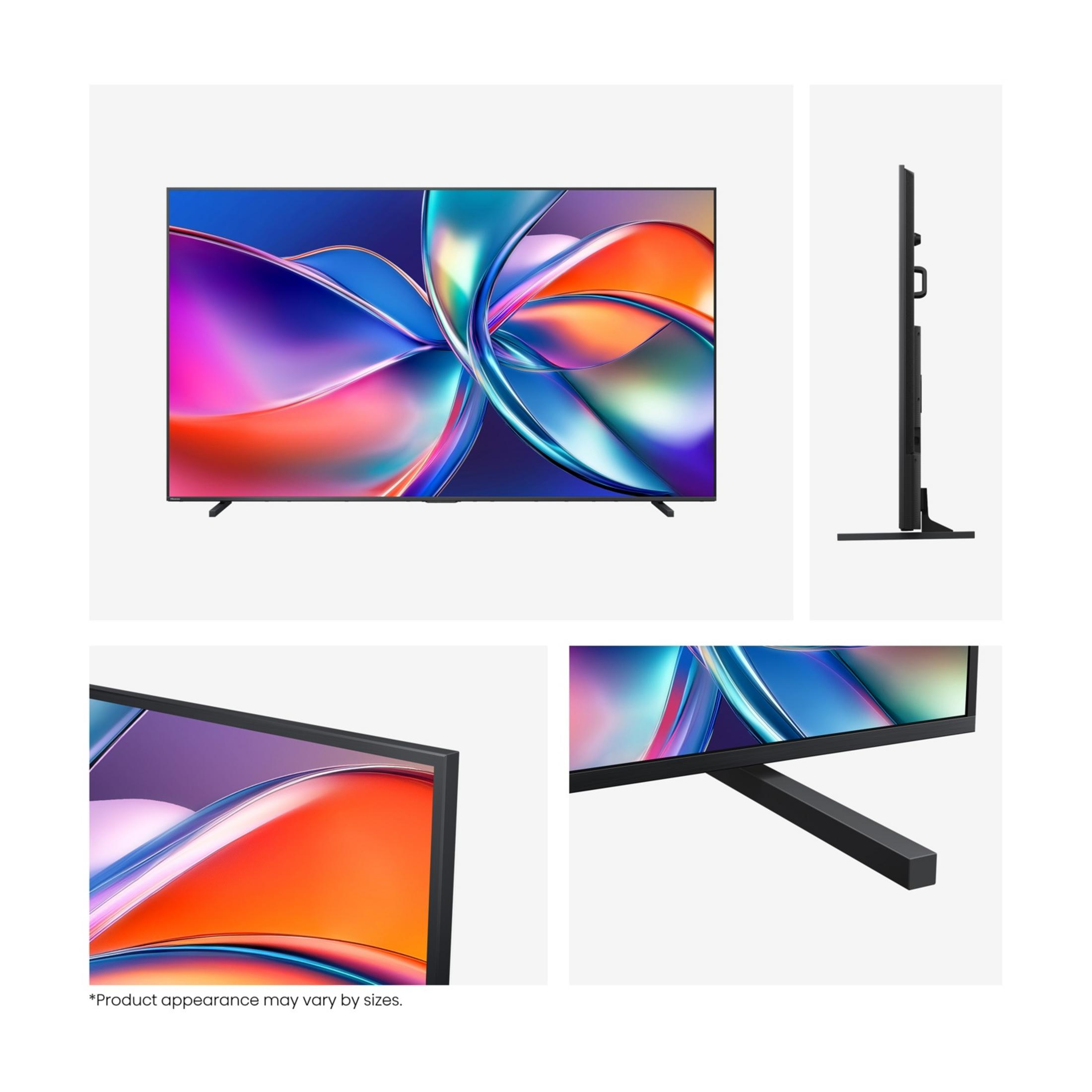 Una TV moderna a schermo piatto con contenuti astratti e vibranti sullo schermo.