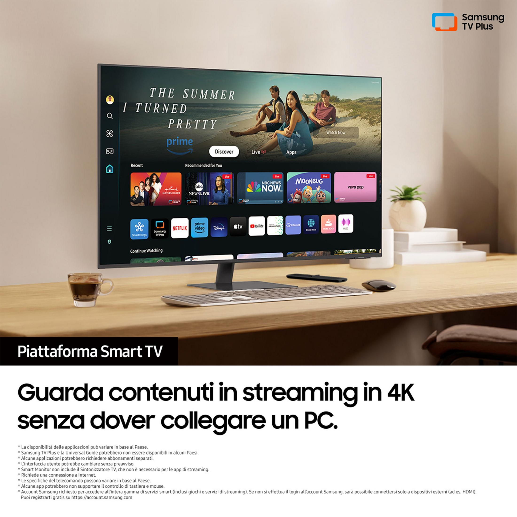 Una Smart TV Samsung che mostra un'interfaccia di app di streaming.