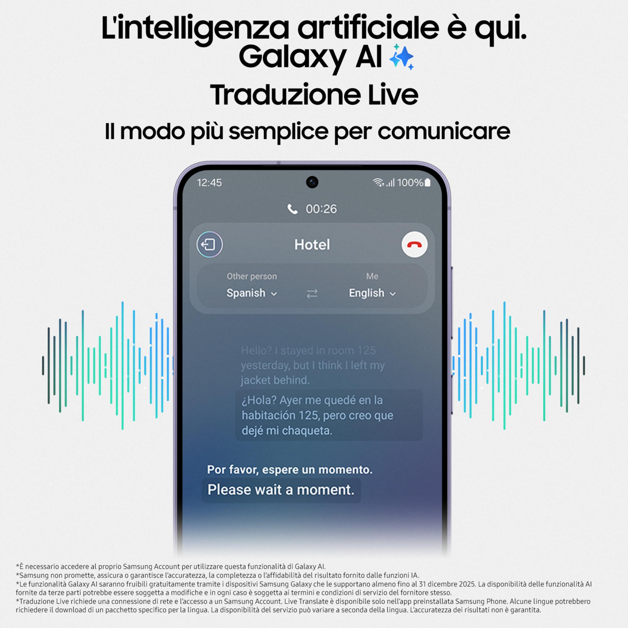 Telefon Samsung Galaxy z tłumaczeniem na żywo z hiszpańskiego na angielski.