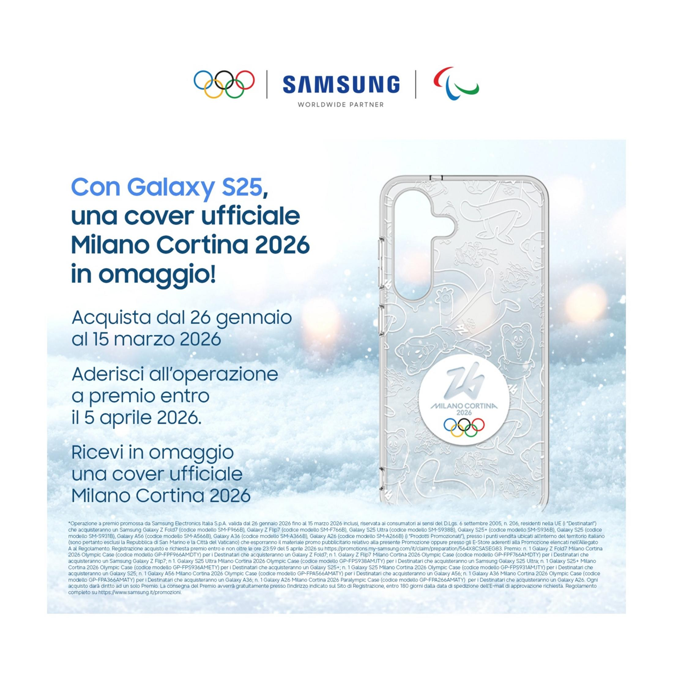 Samsung Galaxy S25 z oficjalnym etui Milano Cortina 2026.
