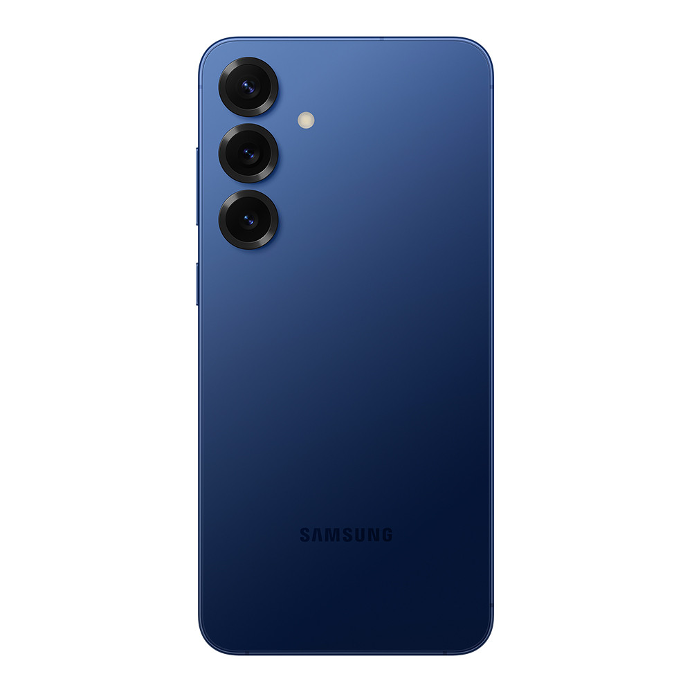 Retro di uno smartphone Samsung blu con tre fotocamere e flash.