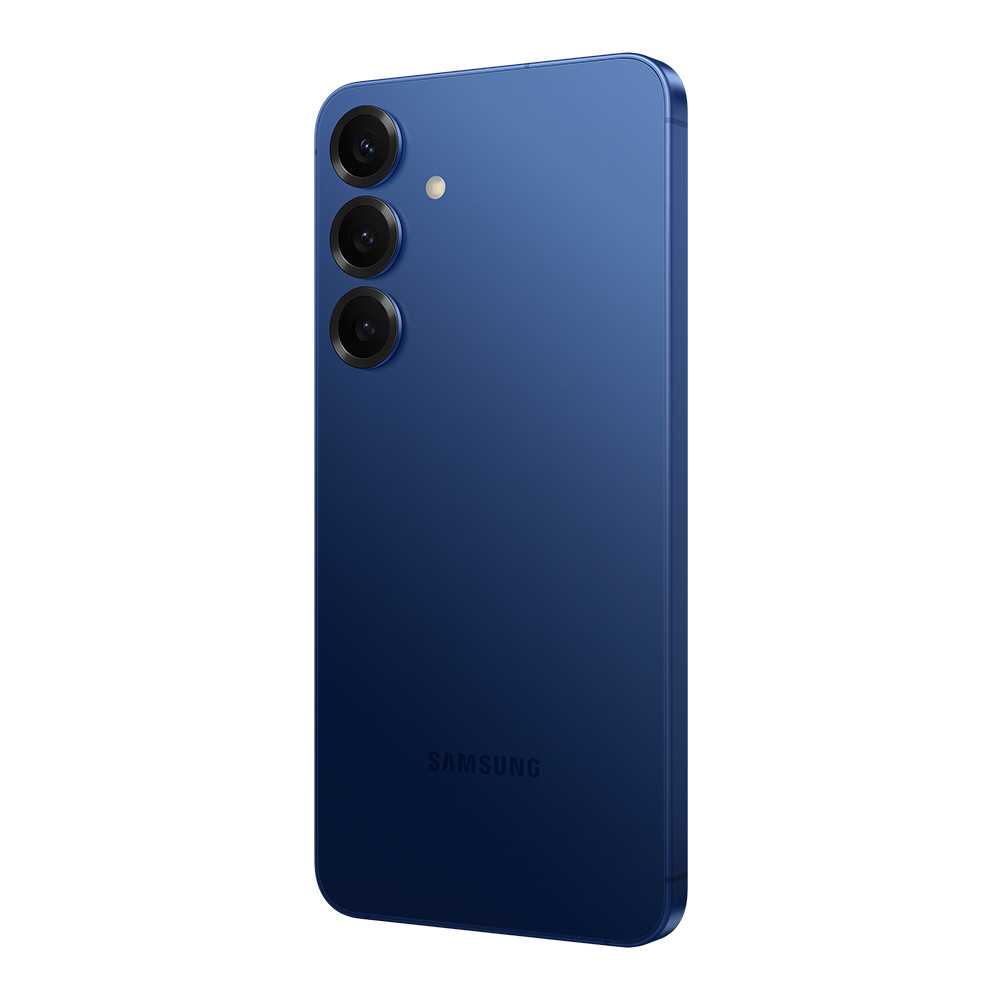 Retro di uno smartphone Samsung blu con tre fotocamere e flash.