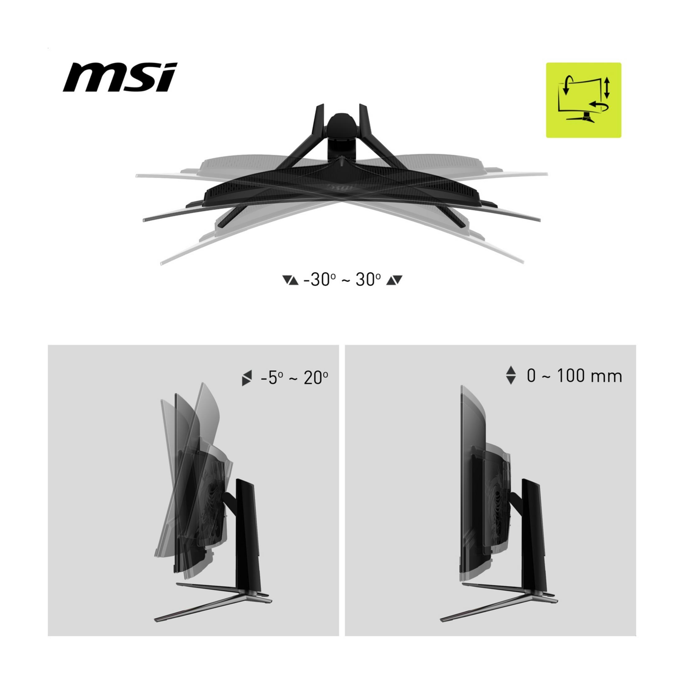 Monitor MSI: Pochylenie -30° do 30°, -5° do 20°, Wysokość 0-100mm.