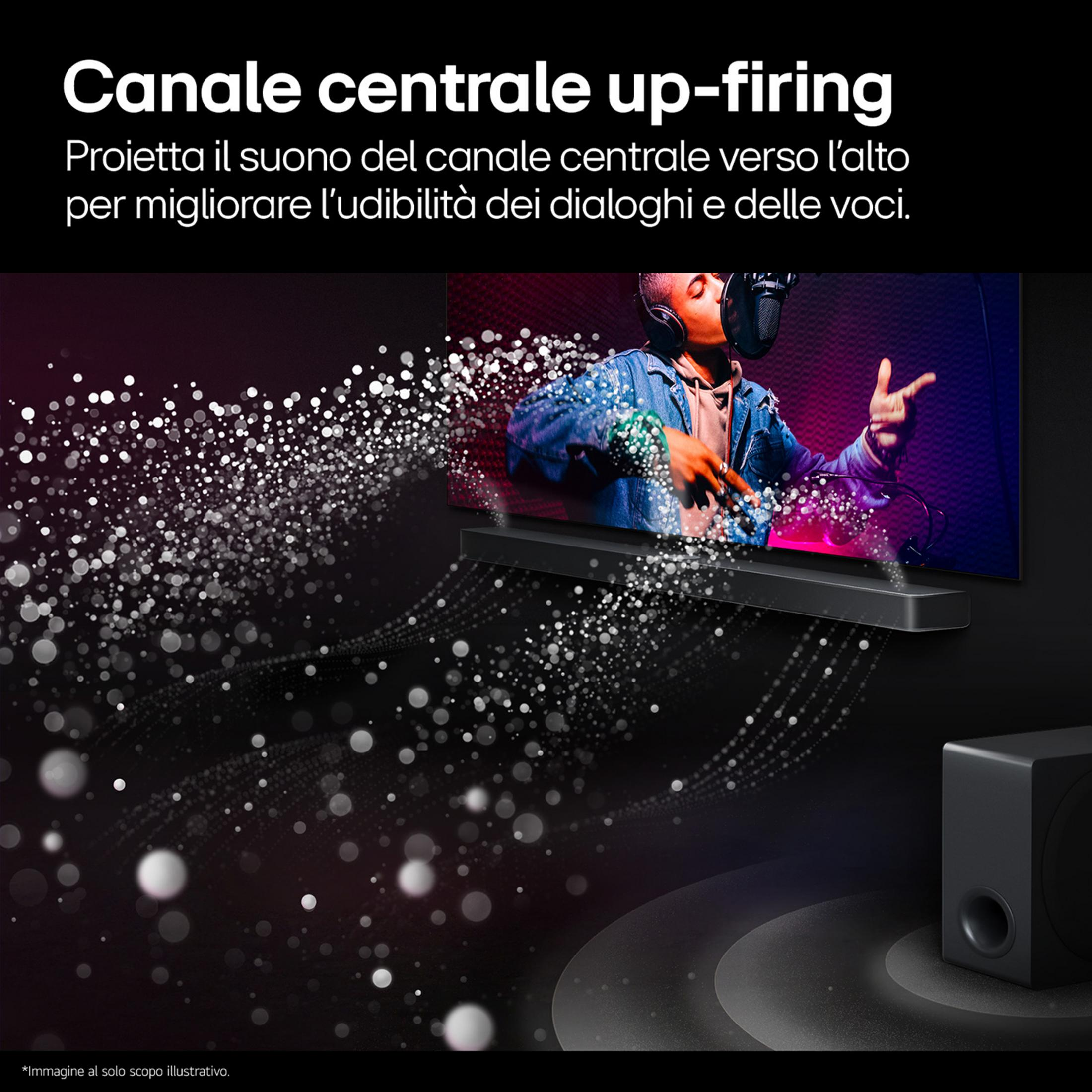 Soundbar proietta il suono verso l'alto per migliorare l'udibilità.