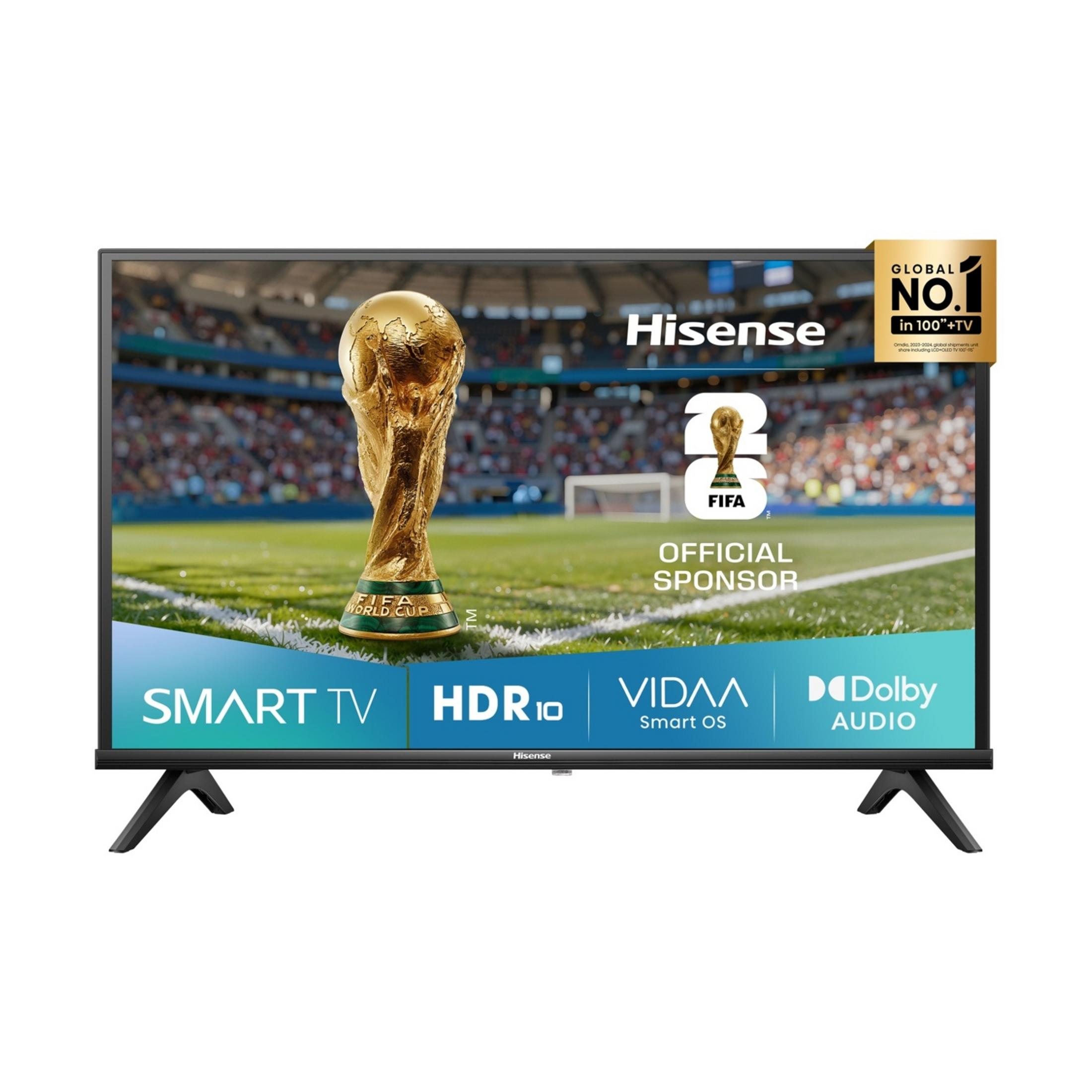 Telewizor Hisense z pucharem Mistrzostw Świata, Smart TV, HDR10, VIDAA, Dolby Audio.
