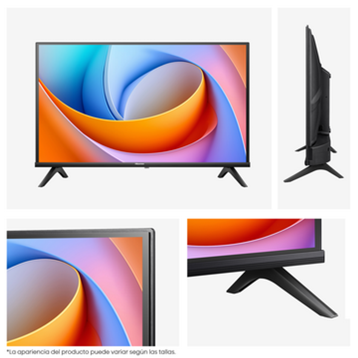Un televisor negro con un fondo abstracto y colorido en la pantalla.