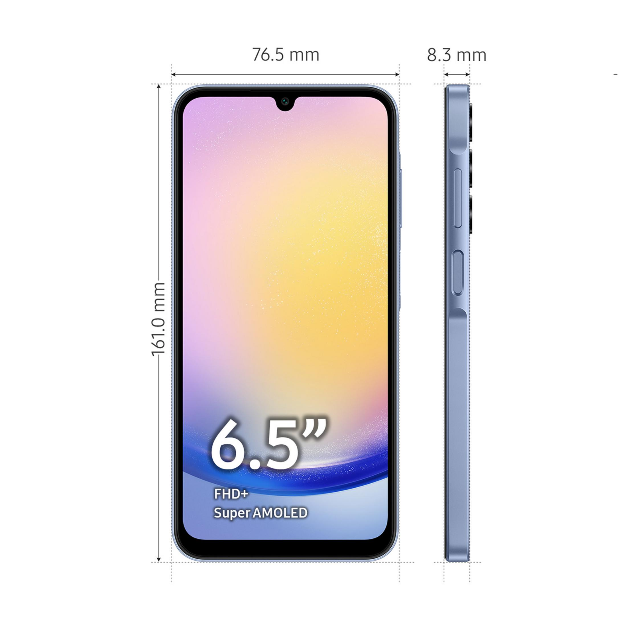 Niebieski smartfon 161x76,5x8,3 mm z ekranem Super AMOLED FHD+ 6,5 cala.