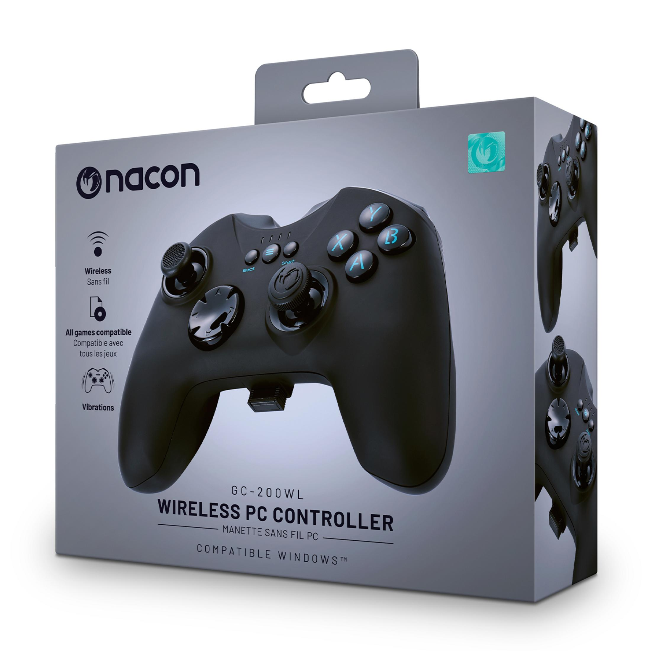 Opakowanie bezprzewodowego kontrolera Nacon GC-200WL do PC z obrazkiem kontrolera.