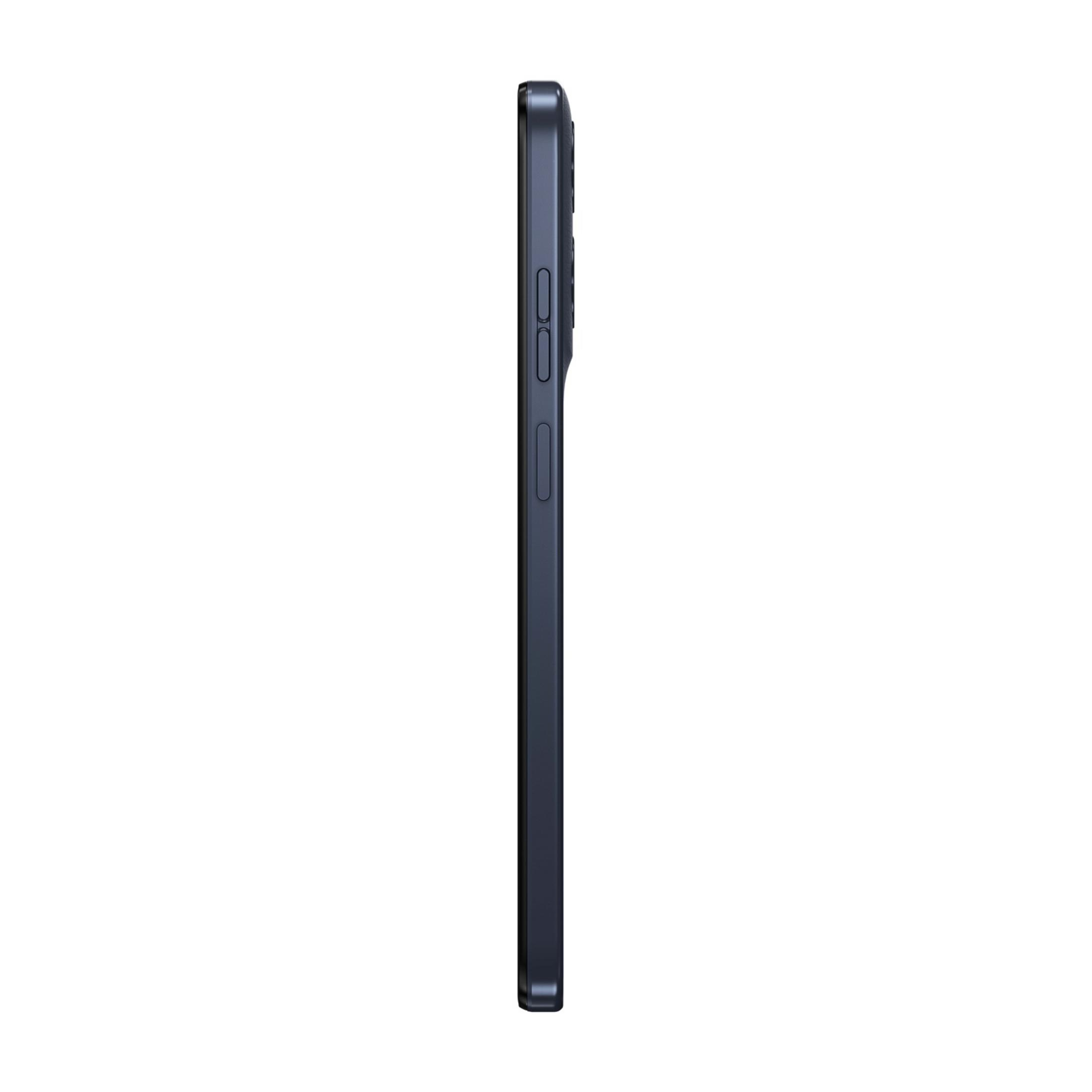 Ciemnoszary smartfon z boku z przyciskami.
