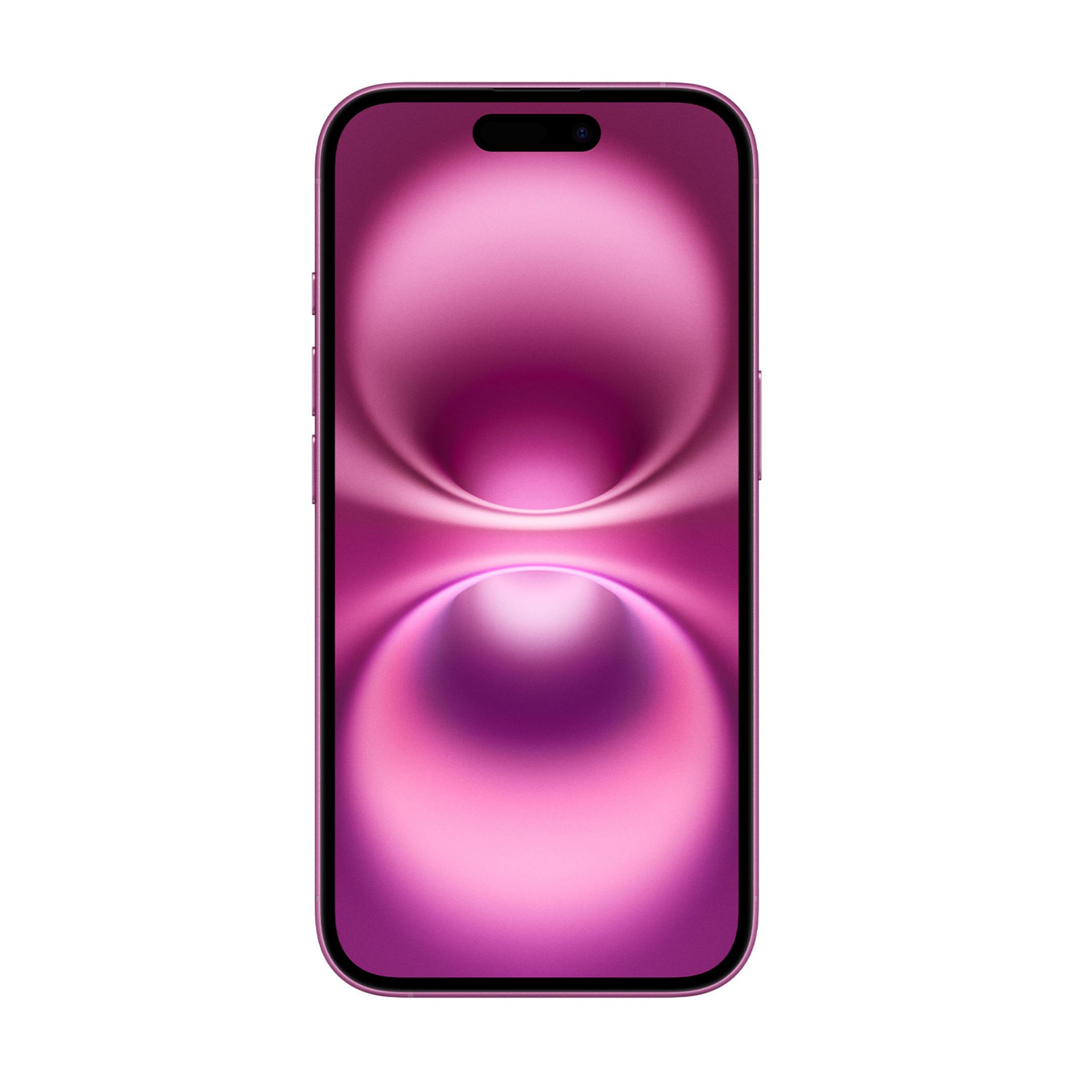 Różowy smartfon z abstrakcyjnym tłem na ekranie.