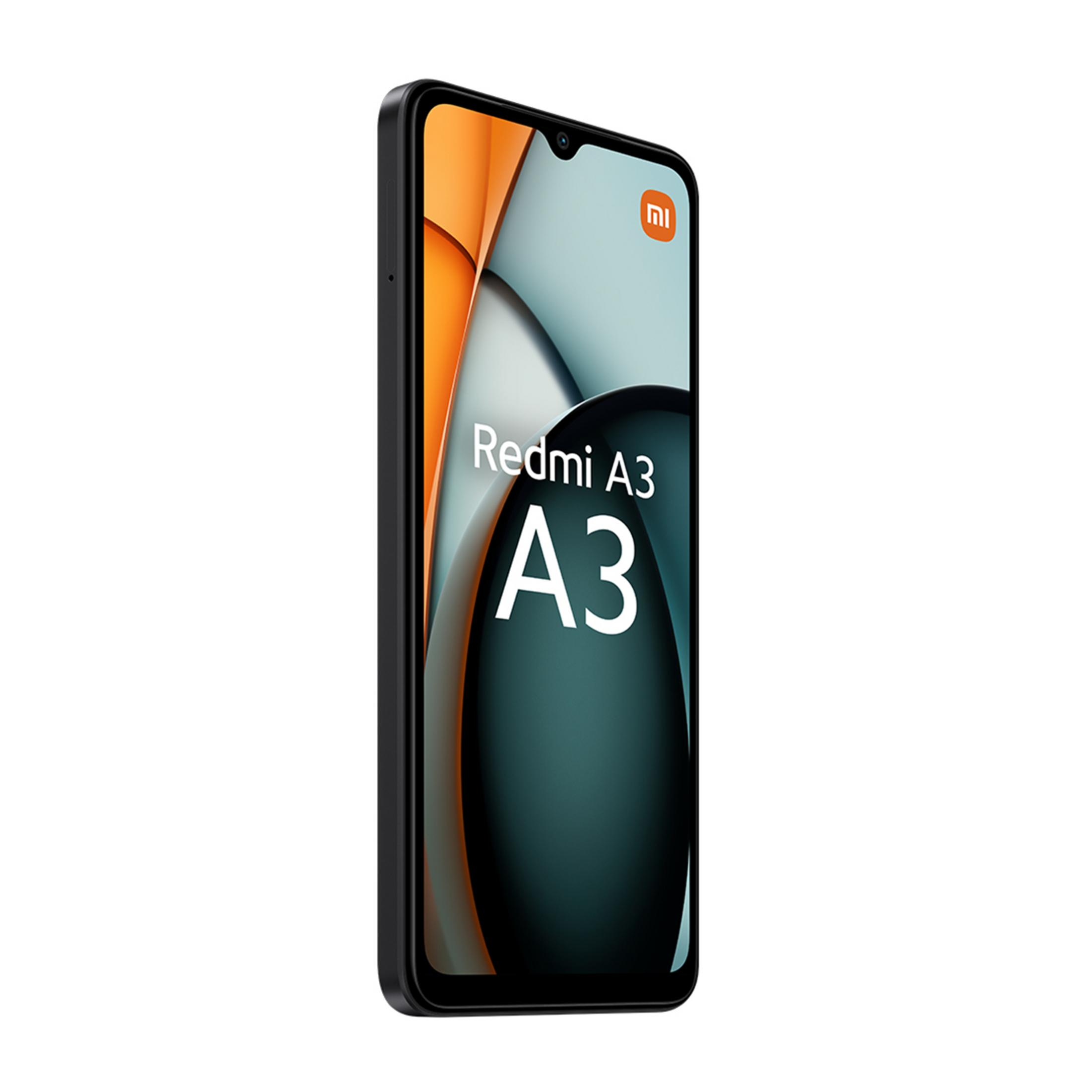 Czarny smartfon z napisem Redmi A3 i logo Mi.