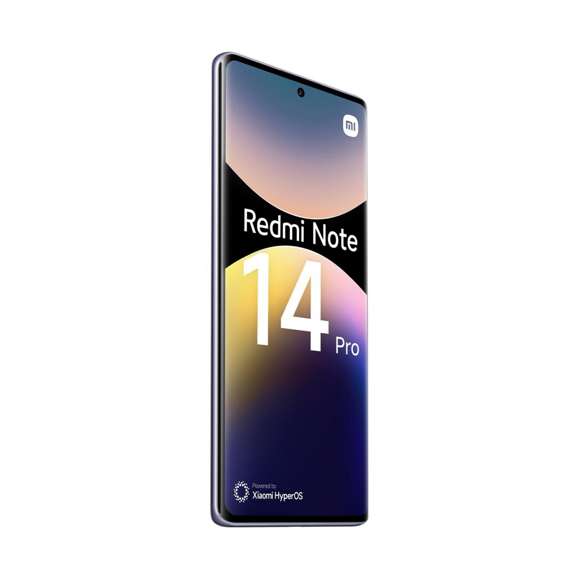 Un smartphone affichant le texte 'Redmi Note 14 Pro' et le logo Xiaomi.