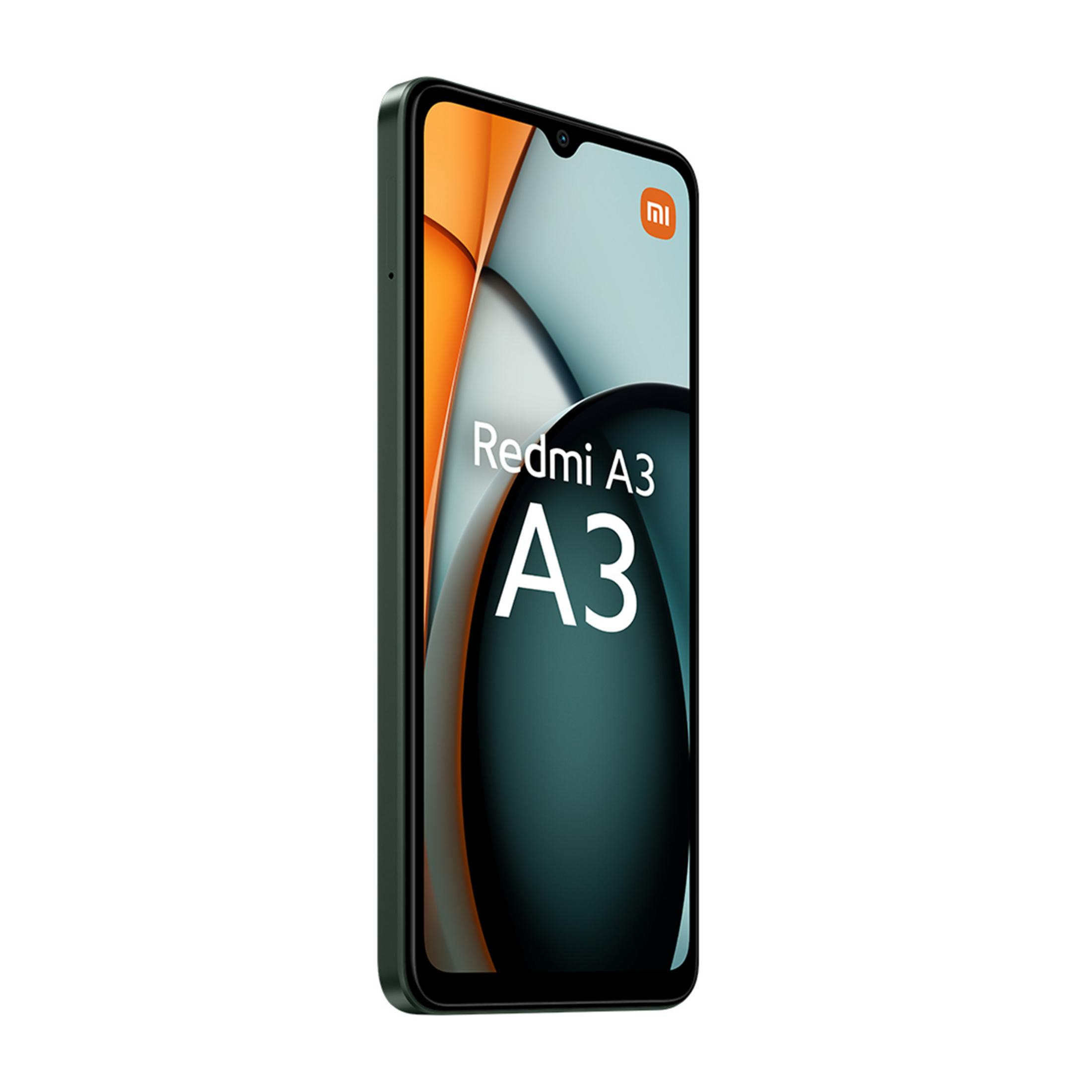 Uno smartphone nero che mostra Redmi A3 sul suo schermo.