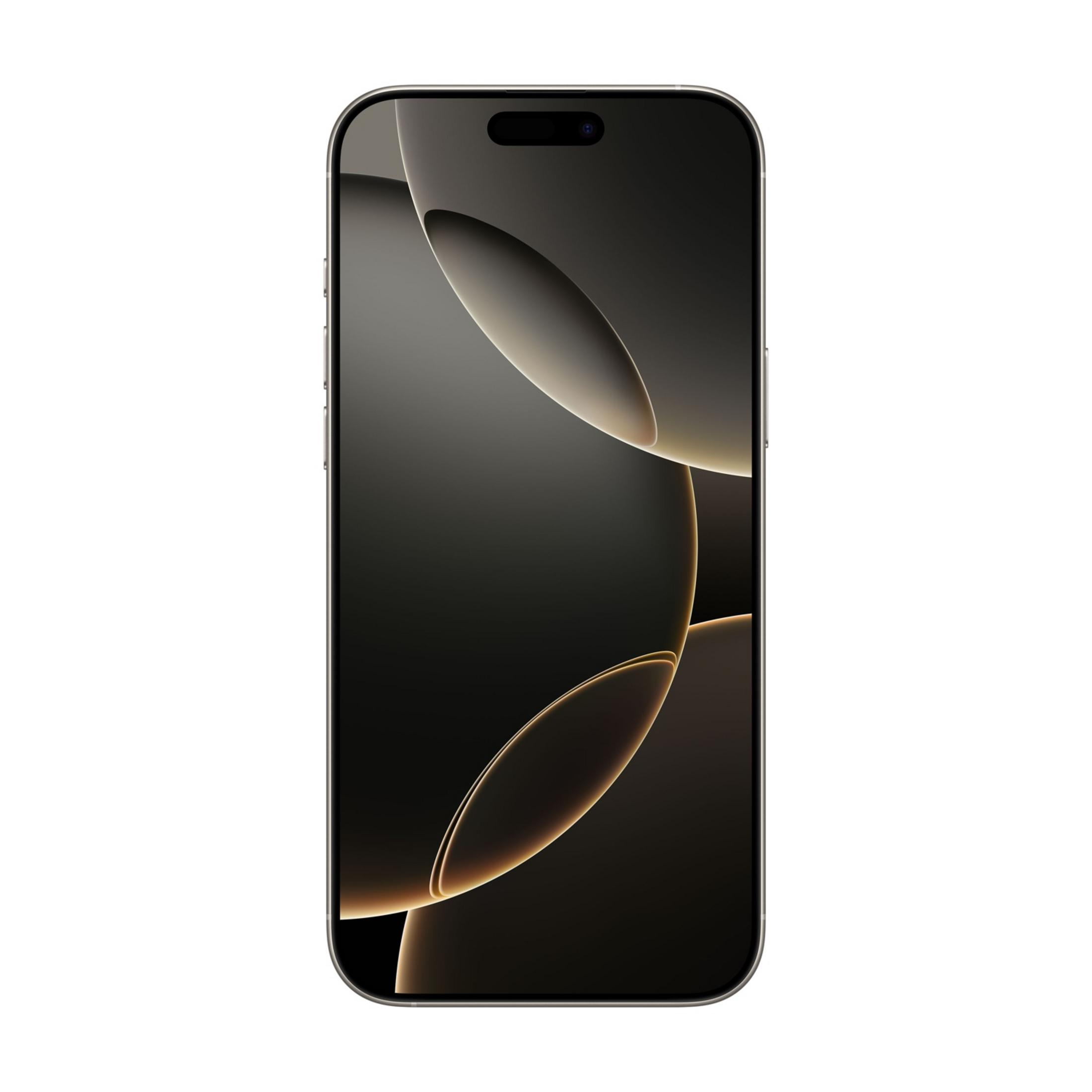 Un smartphone moderno que muestra un fondo abstracto oscuro con líneas brillantes.
