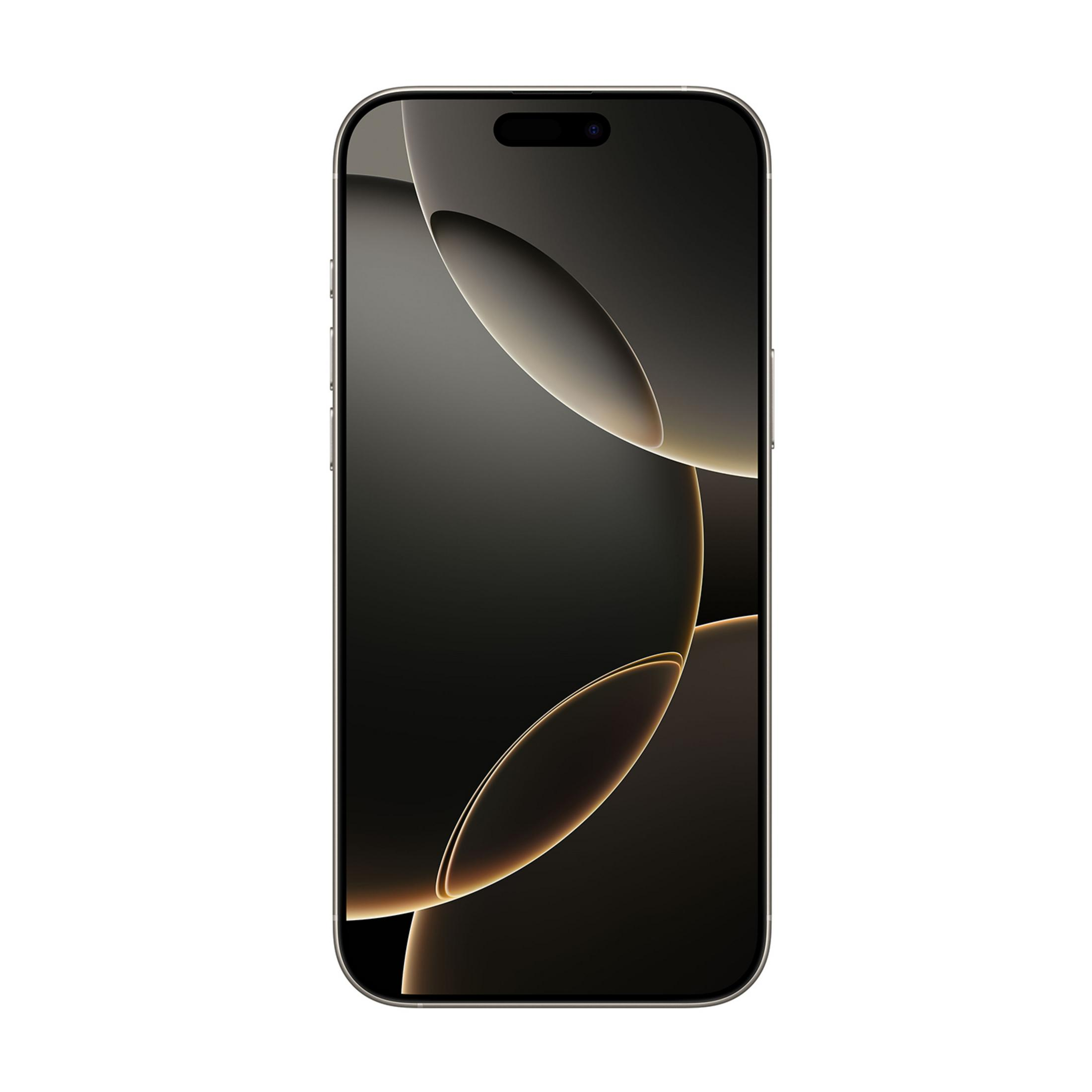 Uno smartphone scuro con uno sfondo astratto a linee curve.