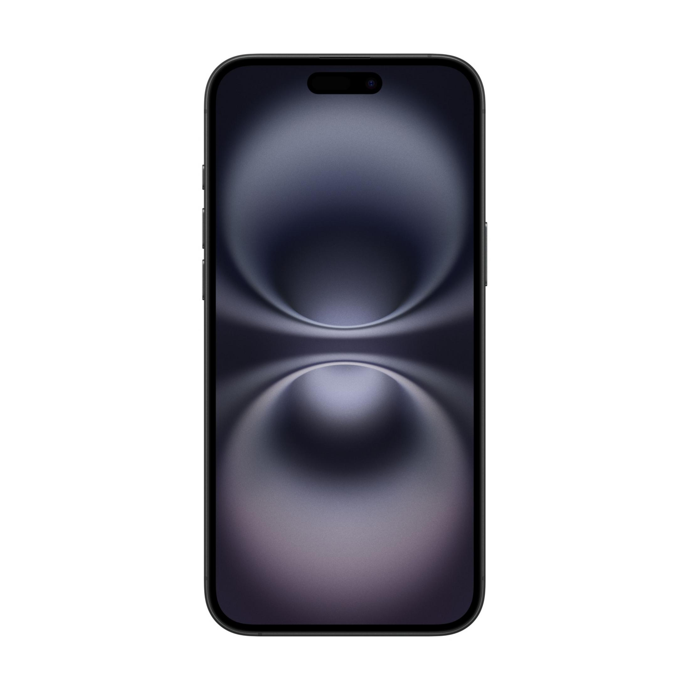 Czarny smartfon z ciemną, abstrakcyjną tapetą.