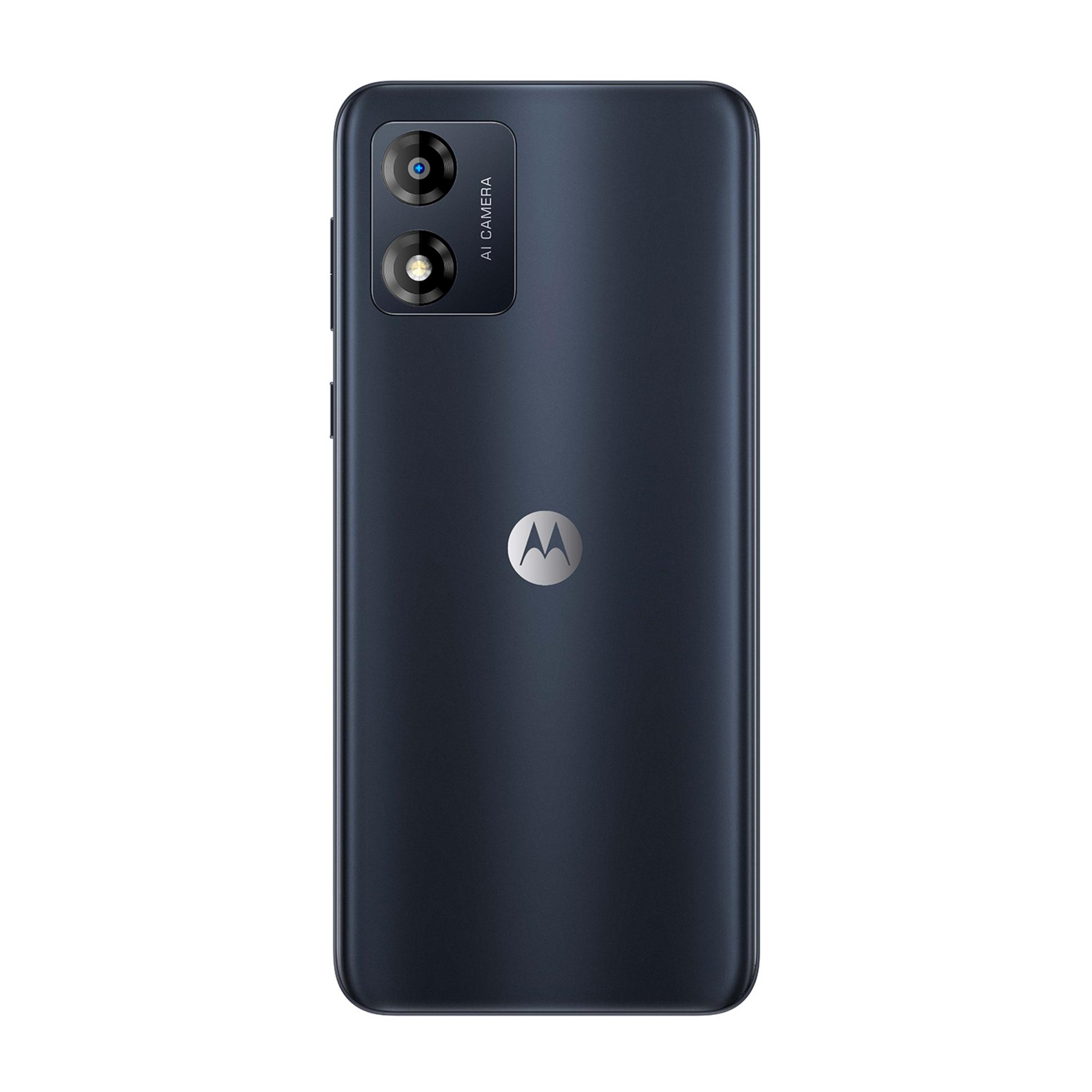 Tył ciemnego telefonu Motorola z dwoma obiektywami i logo.