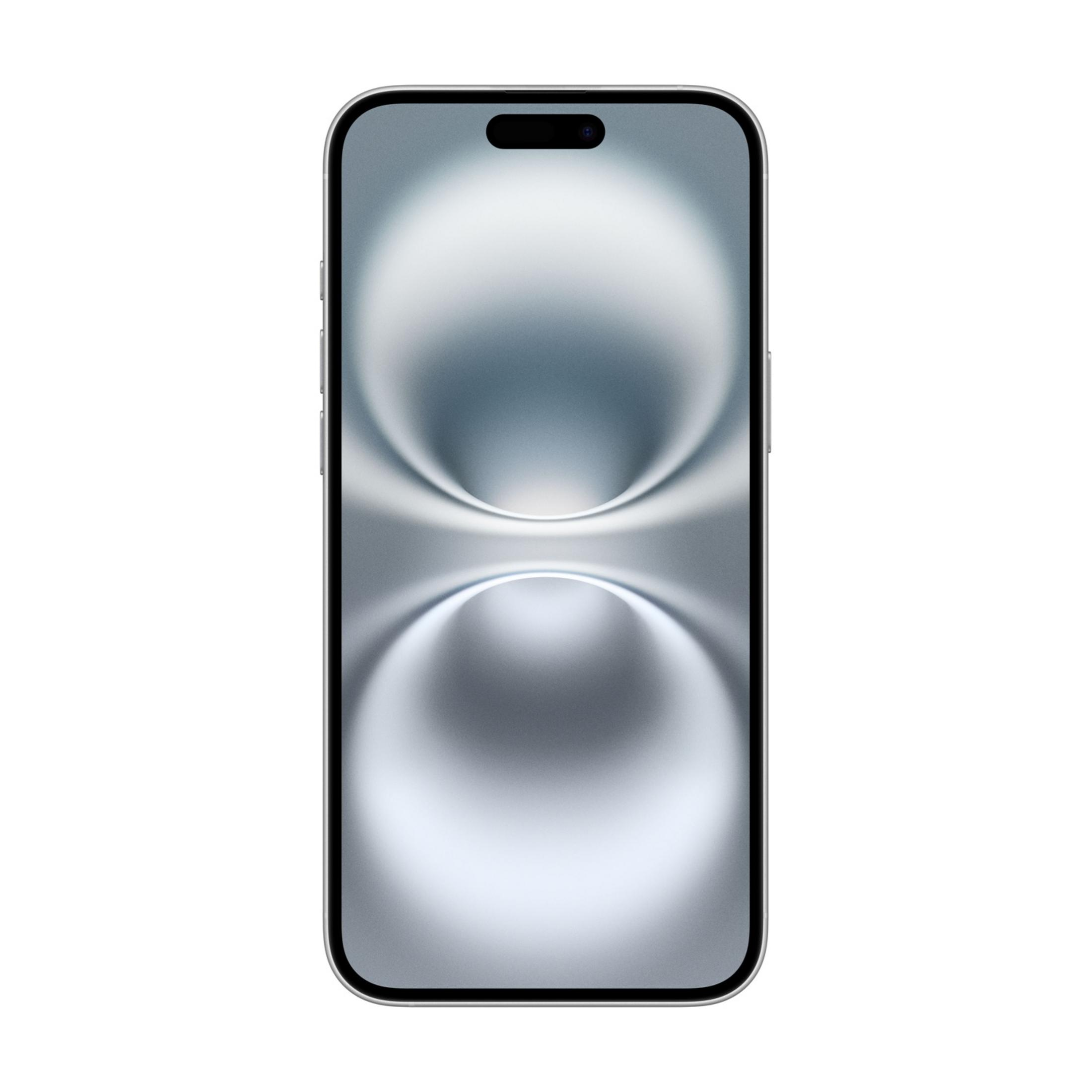 Un smartphone moderno con marco plateado y fondo abstracto.