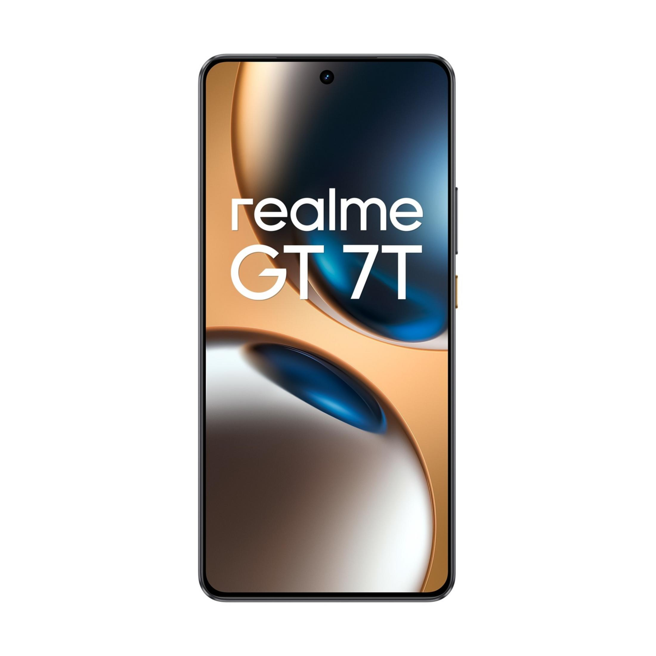 Smartfon z napisem „realme GT 7T” na ekranie.