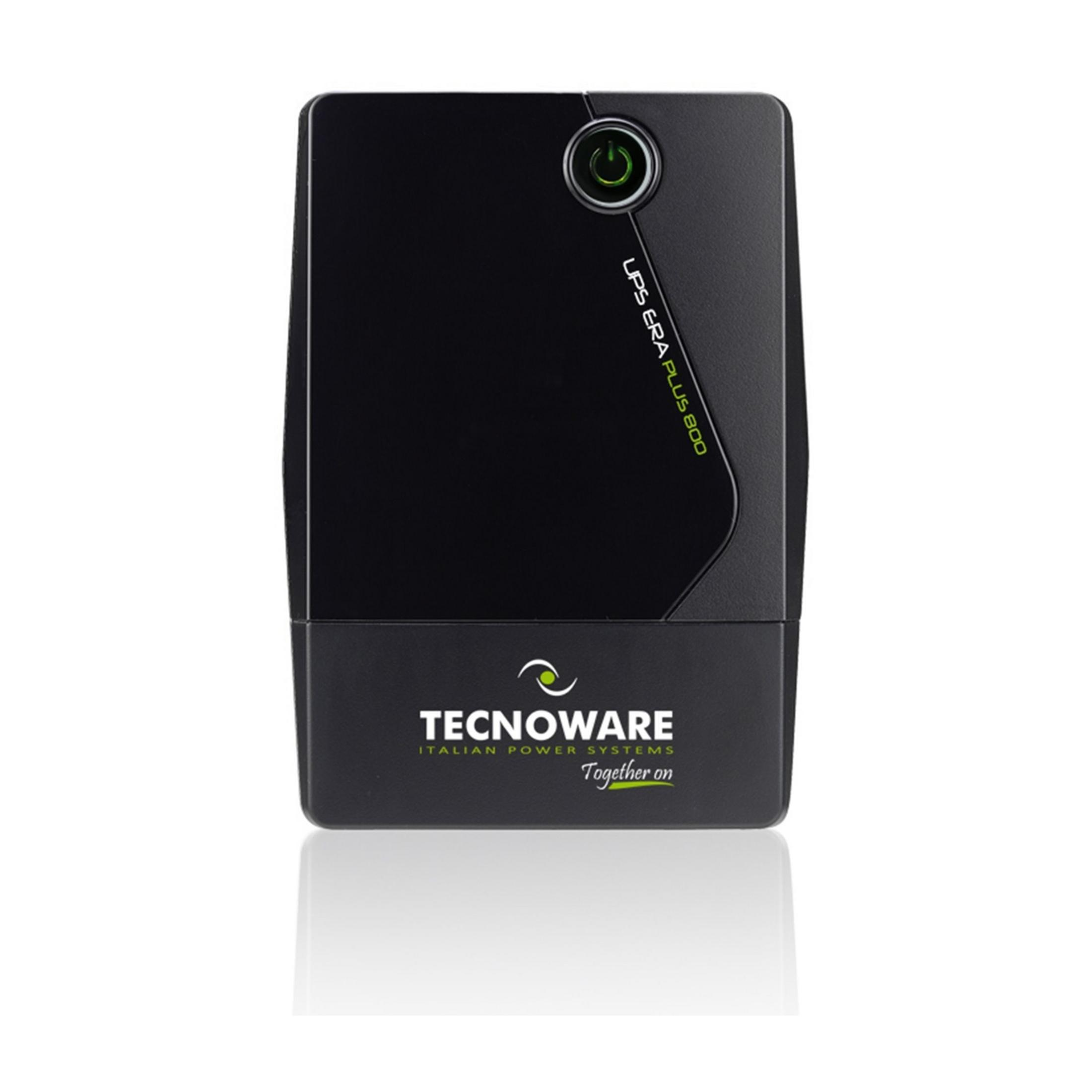 UPS TECNOWARE nero con simbolo di accensione verde e testo.