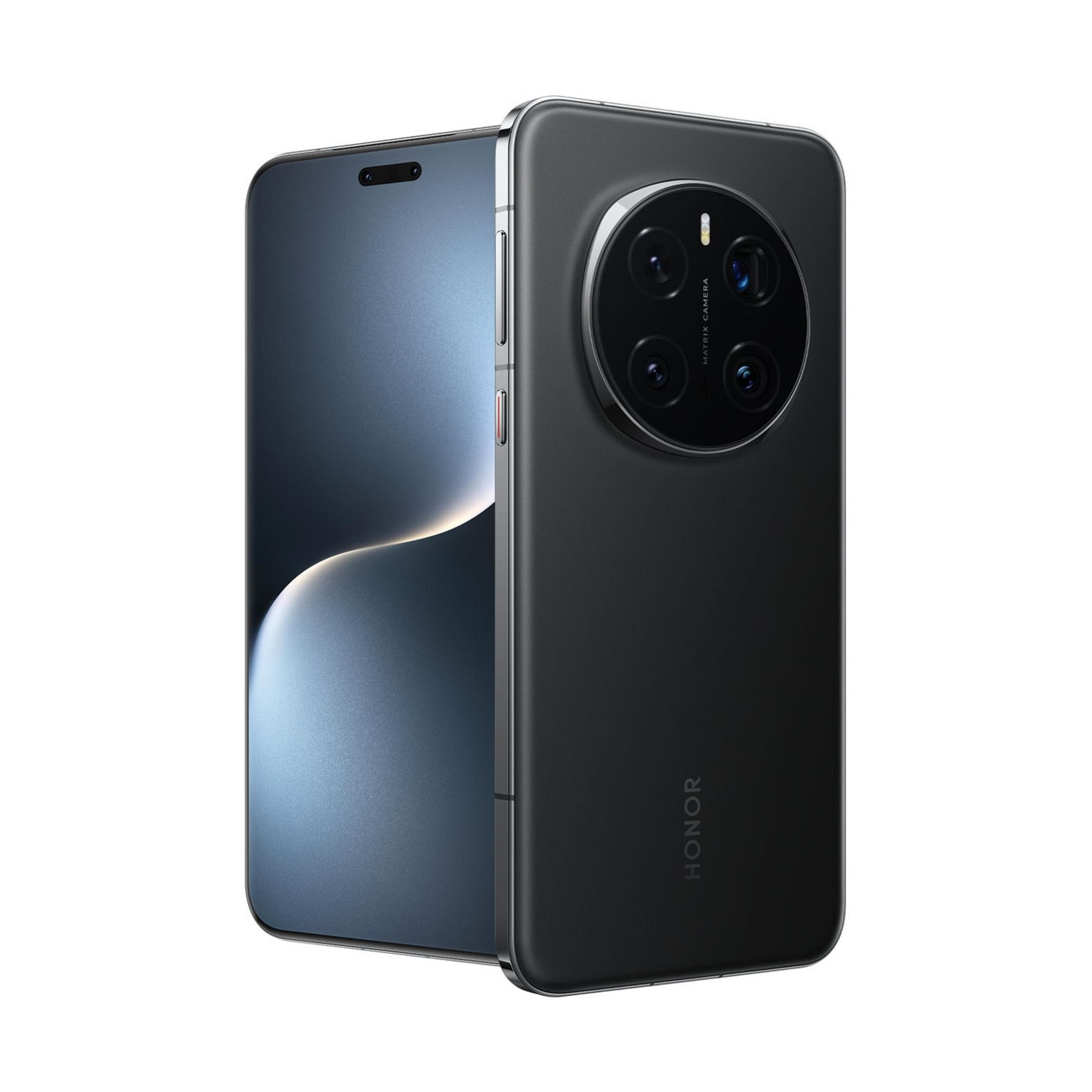 Czarny smartfon Honor z okrągłym układem modułu kamery.