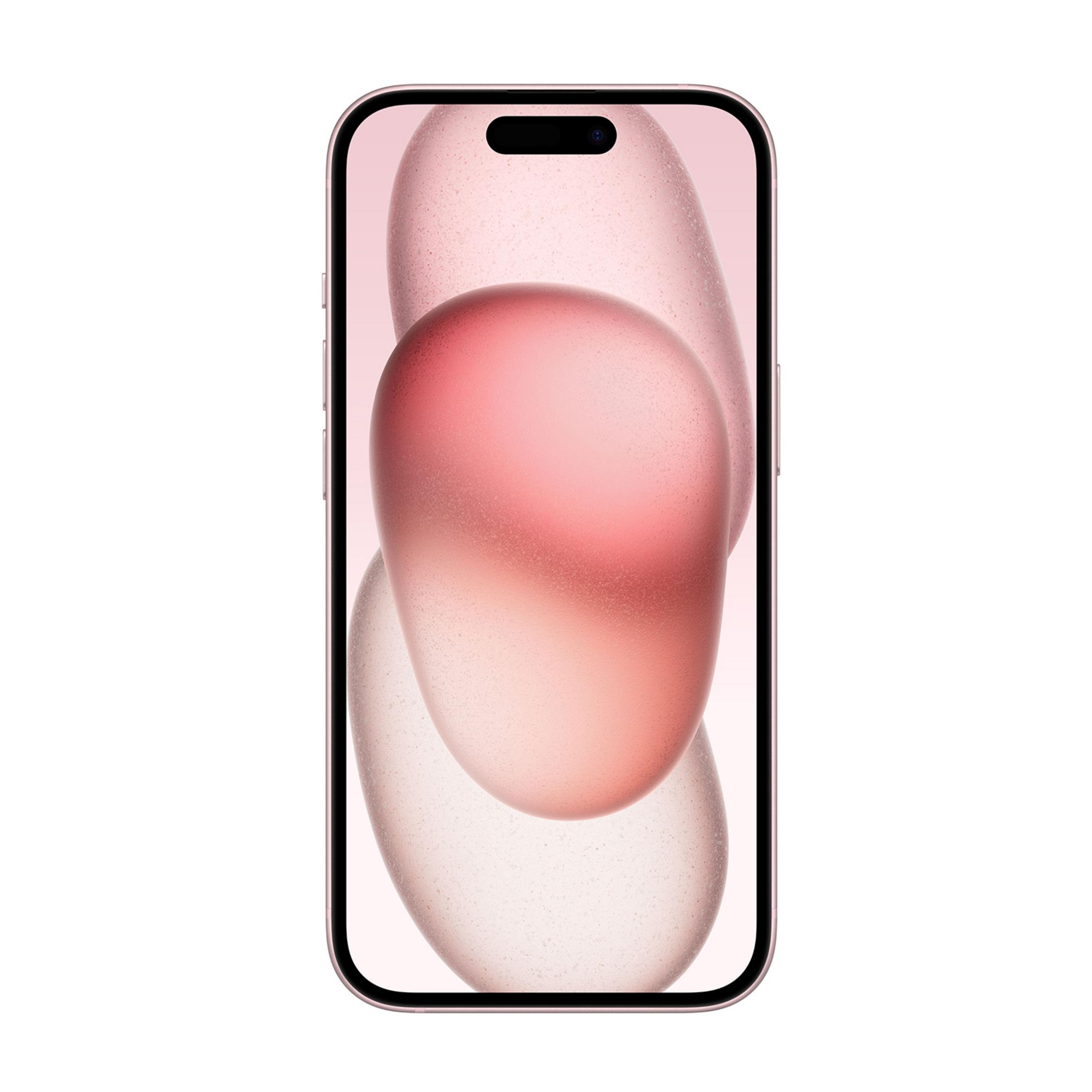 Różowy smartfon z abstrakcyjnym tłem na ekranie.