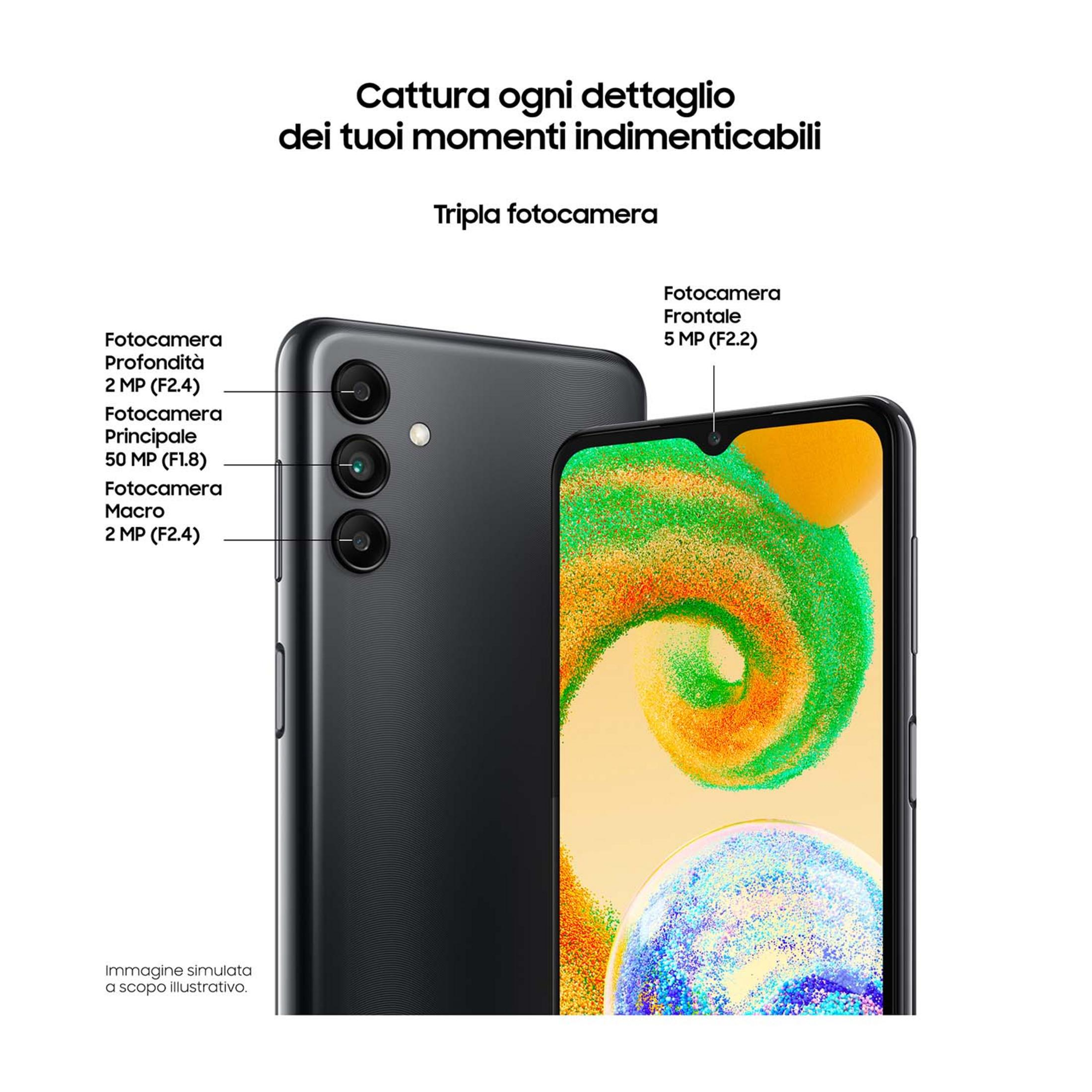 Czarny smartfon z trzema tylnymi aparatami i jednym przednim.