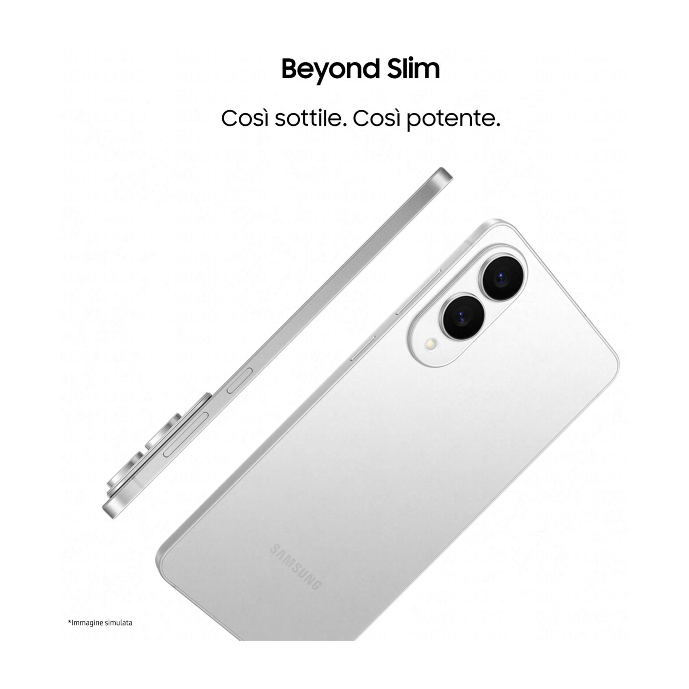 Elegancki, biały smartfon Samsung z dwoma aparatami obok smukłego, metalowego rysika.