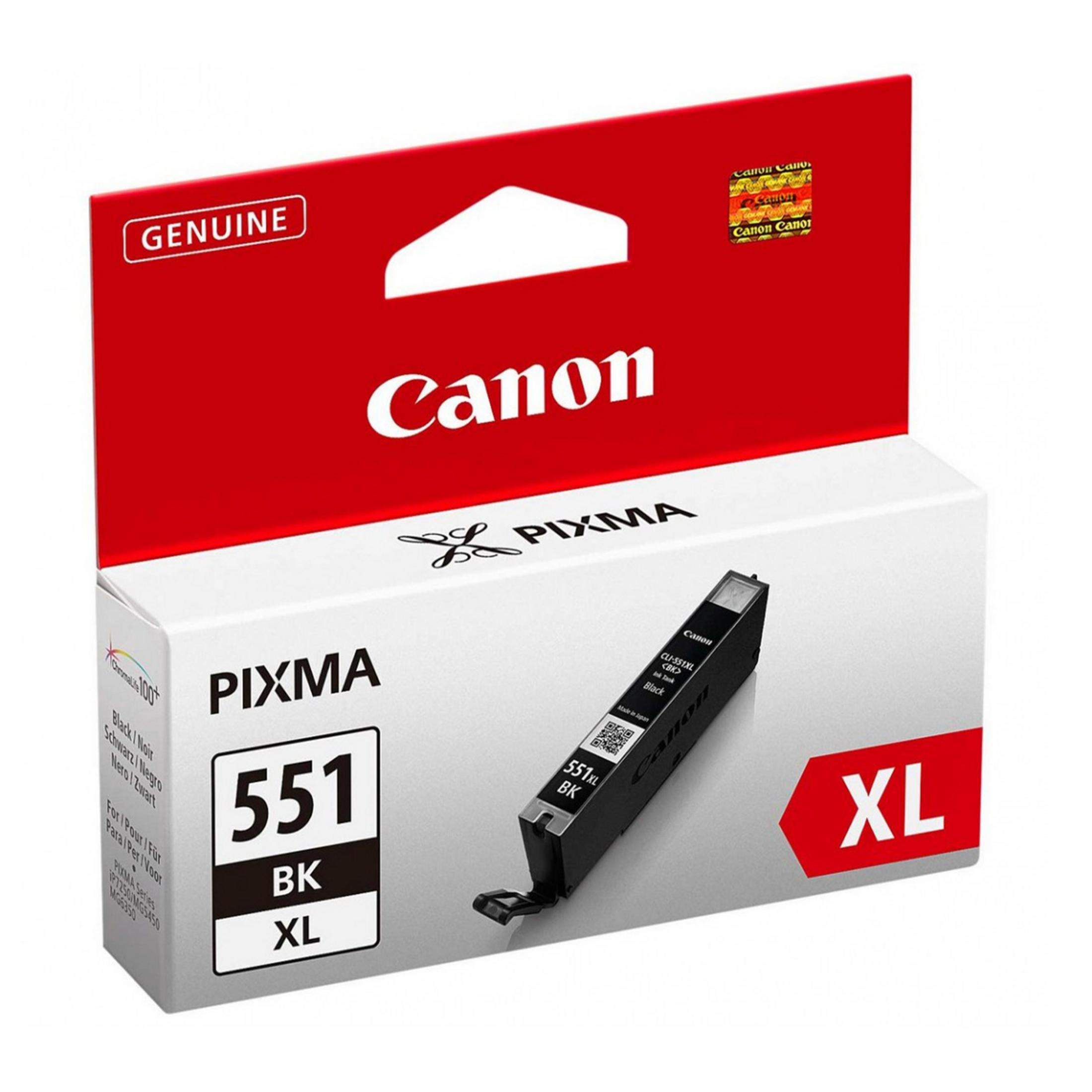 Canon Pixma 551 XL zwarte inktcartridge op witte doos.