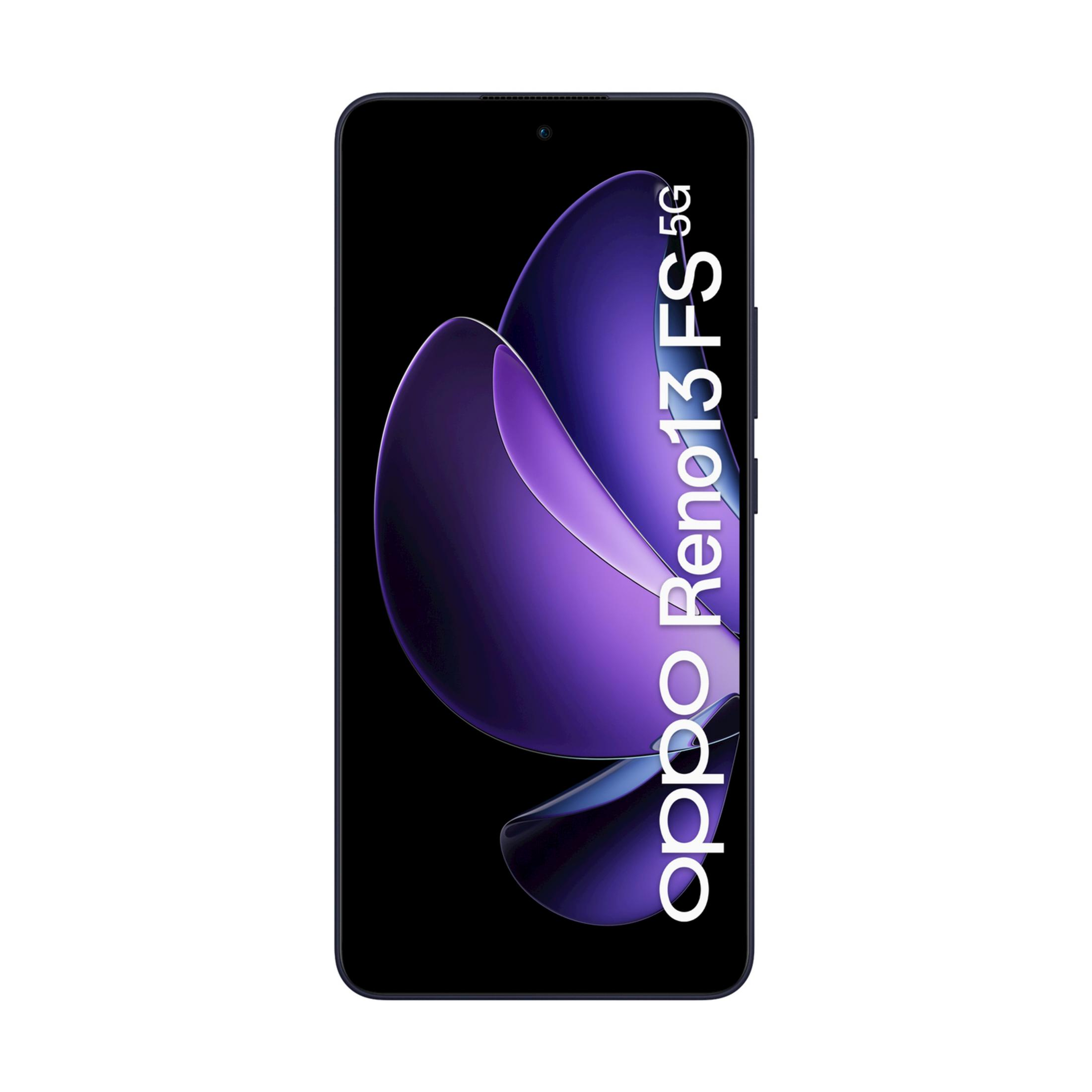 Een donkere smartphone met een paars-blauw patroon op het scherm.