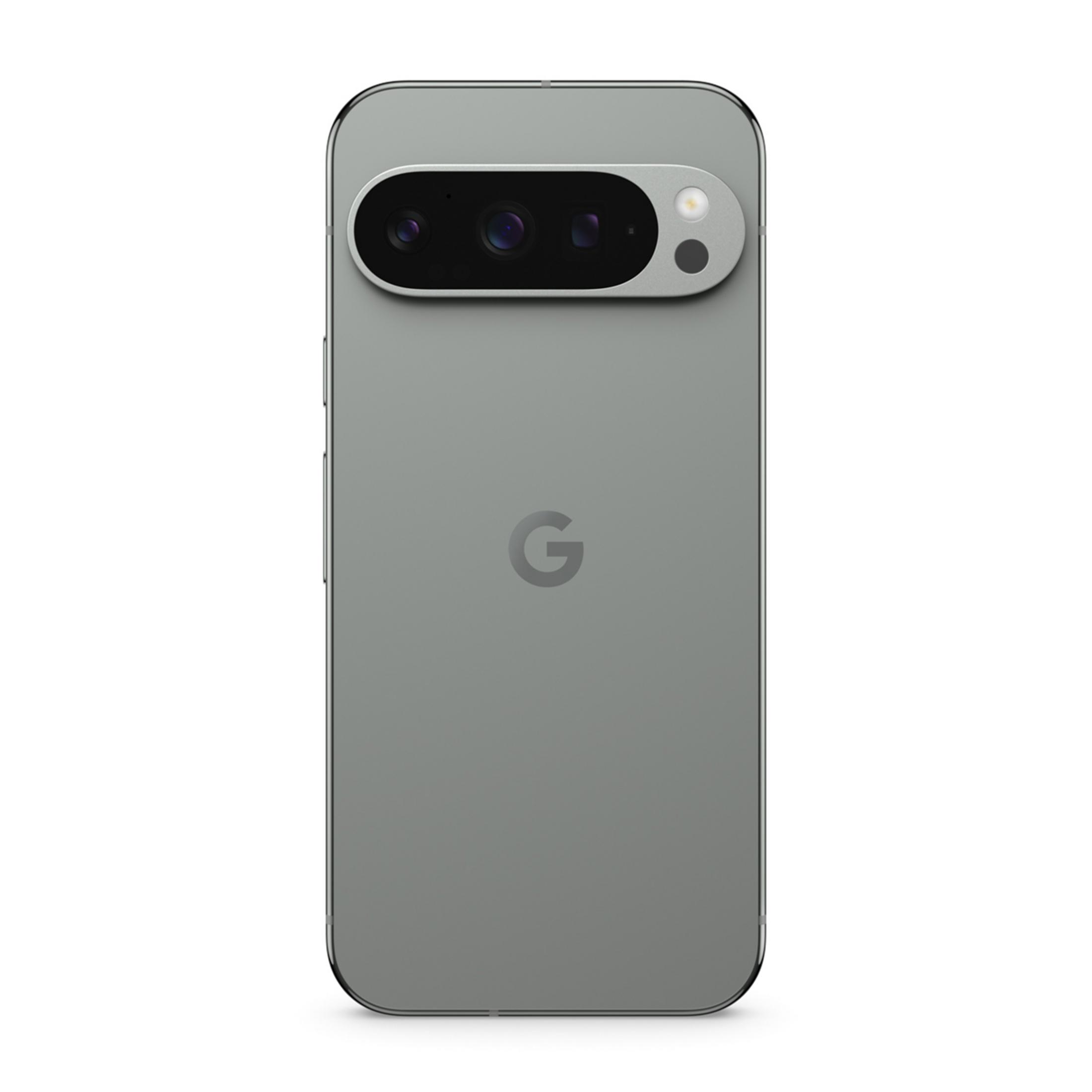 Szary smartfon Google Pixel 7 Pro z tylnym modułem aparatu i lampą błyskową.