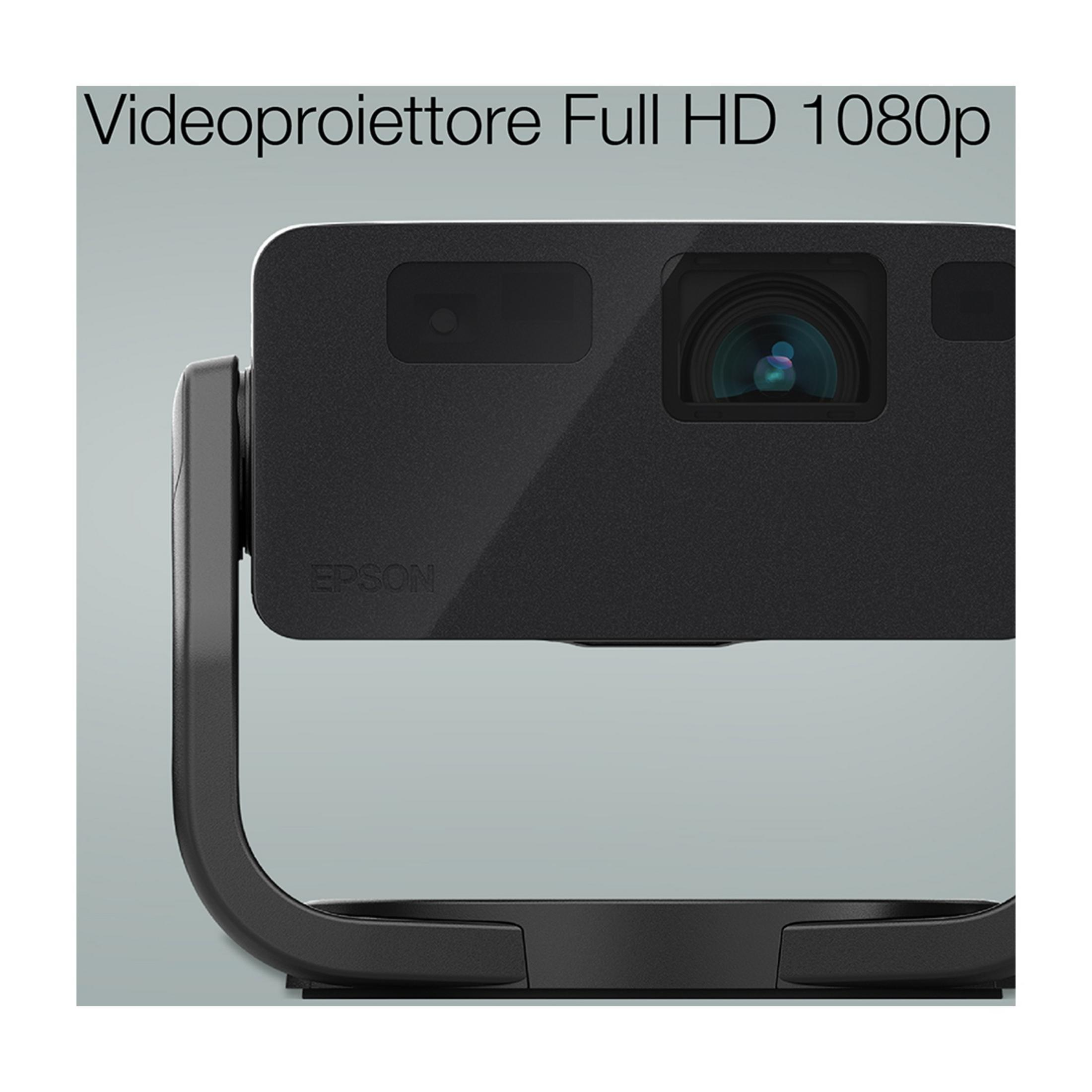 Schwarzer Epson Full HD 1080p Projektor mit Linse und Halterung.