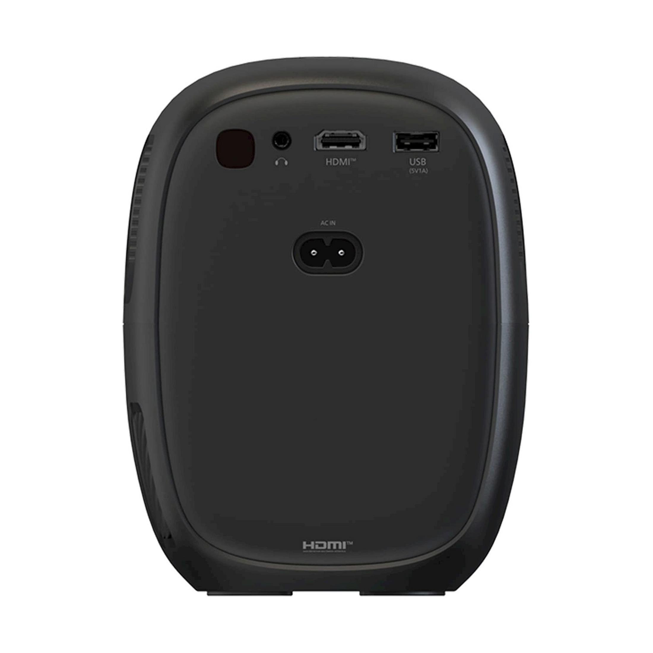 Czarne urządzenie z portami HDMI, USB i AC IN z tyłu.
