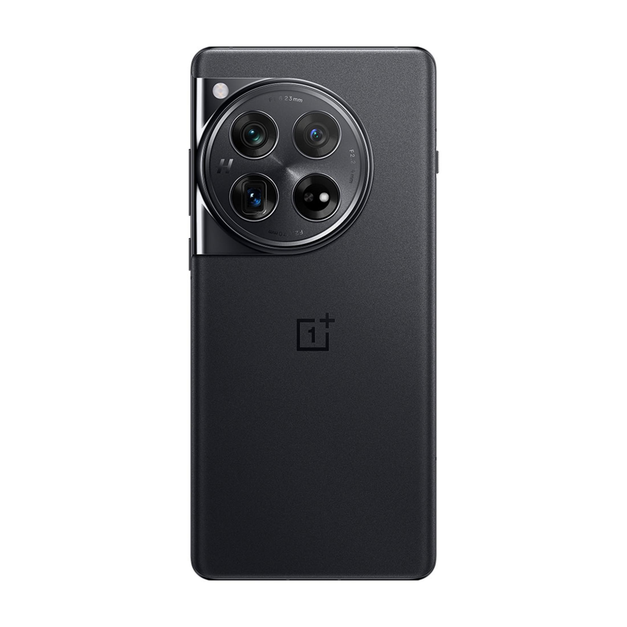 Black smartphone with a quad-camera setup on the back and the OnePlus logo.