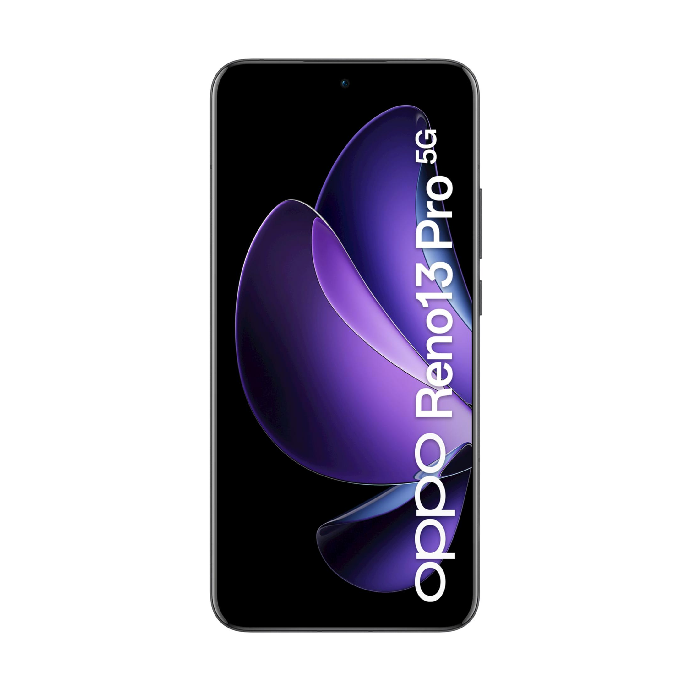 Ein schwarzes Smartphone mit lila Wellenmuster auf dem Bildschirm.