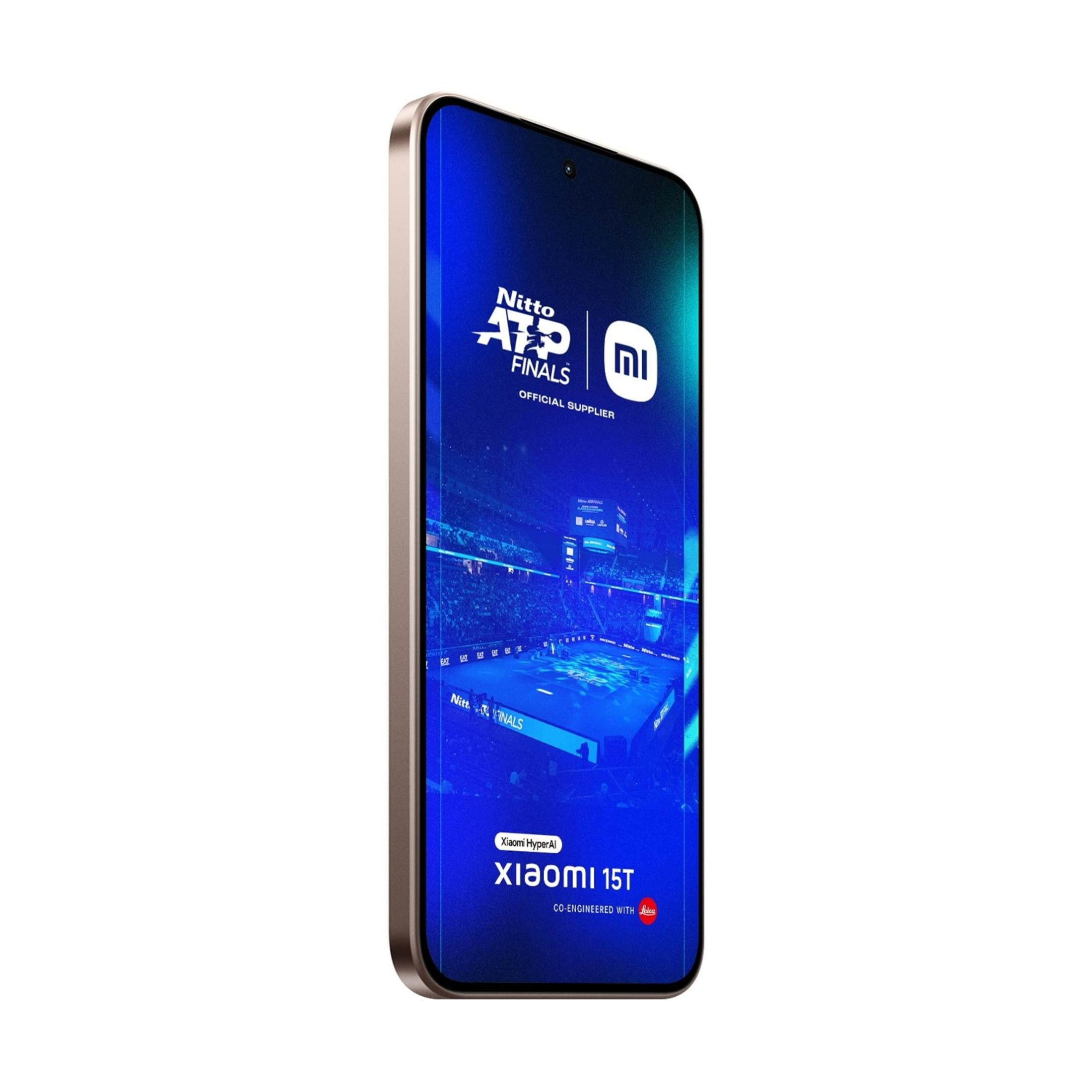 Smartfon z logo Nitto ATP Finals i kortem tenisowym w tle.