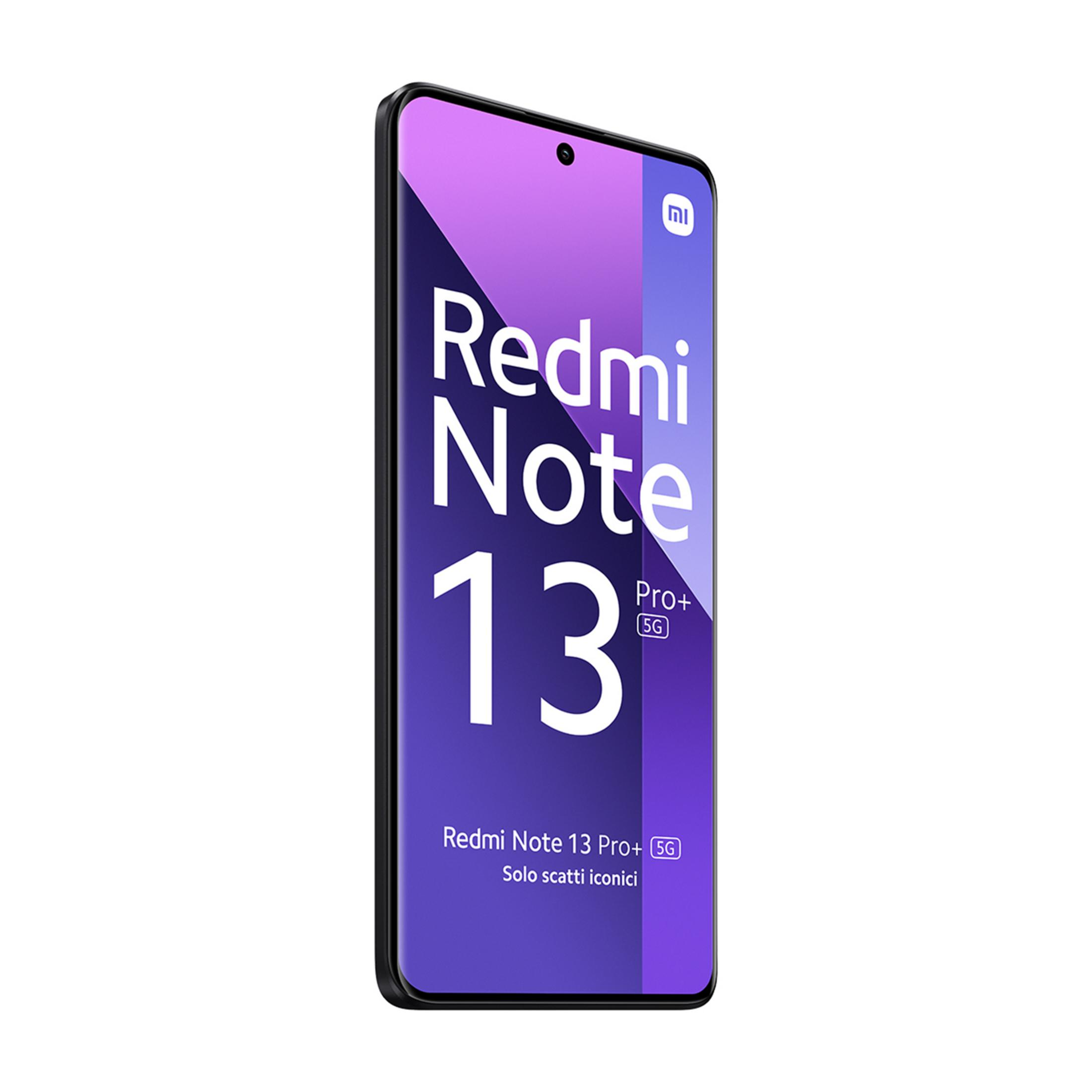 Smartfon Redmi Note 13 Pro+ 5G z fioletowym tłem i tekstem.