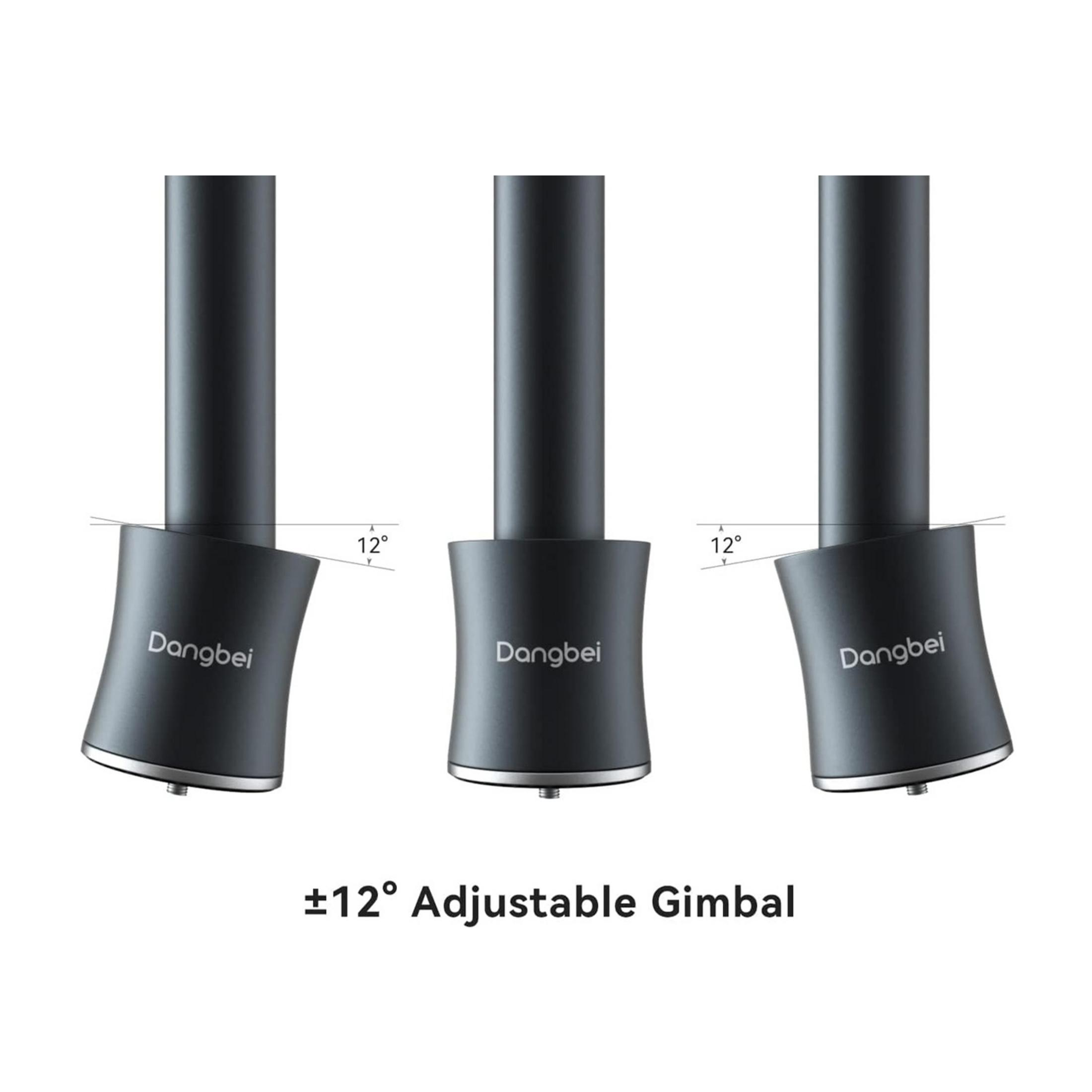 Trzy ciemne gimbały pokazujące regulację ±12°, oznaczone "Dangbei".