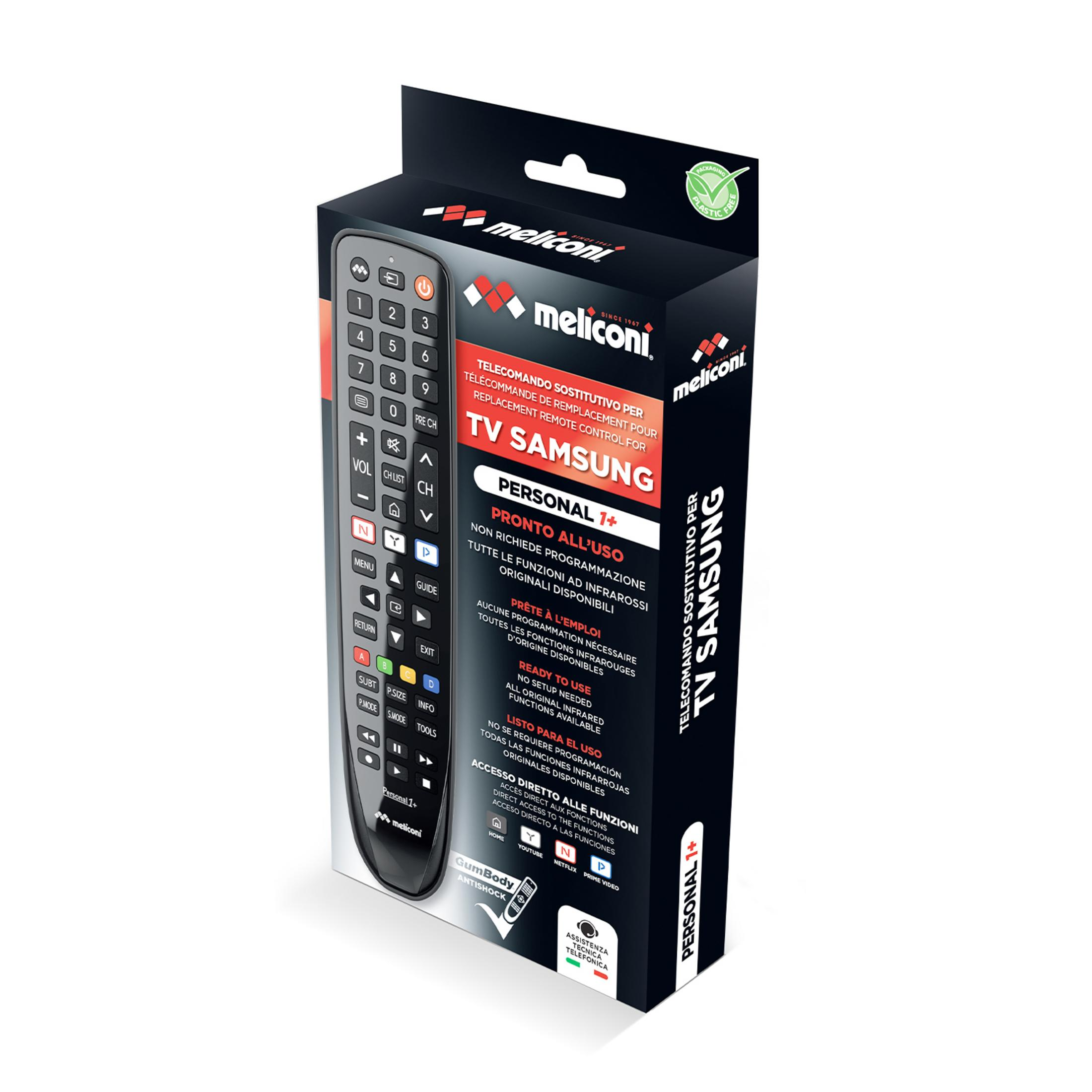 Pilot zastępczy do telewizorów Samsung, model "Personal 1+", pokazany w opakowaniu.