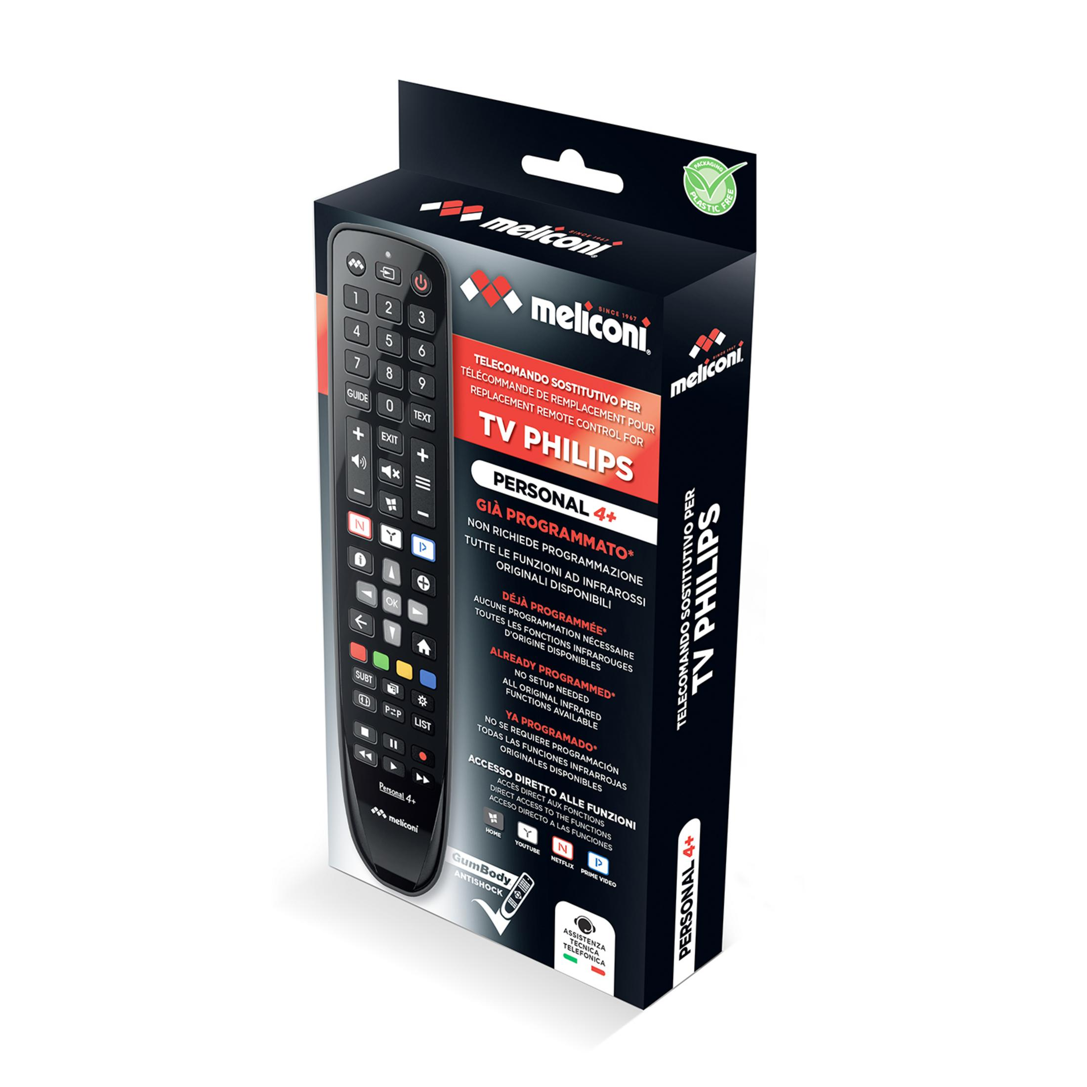 Zamienna pilot Meliconi do telewizorów Philips, wstępnie zaprogramowany.
