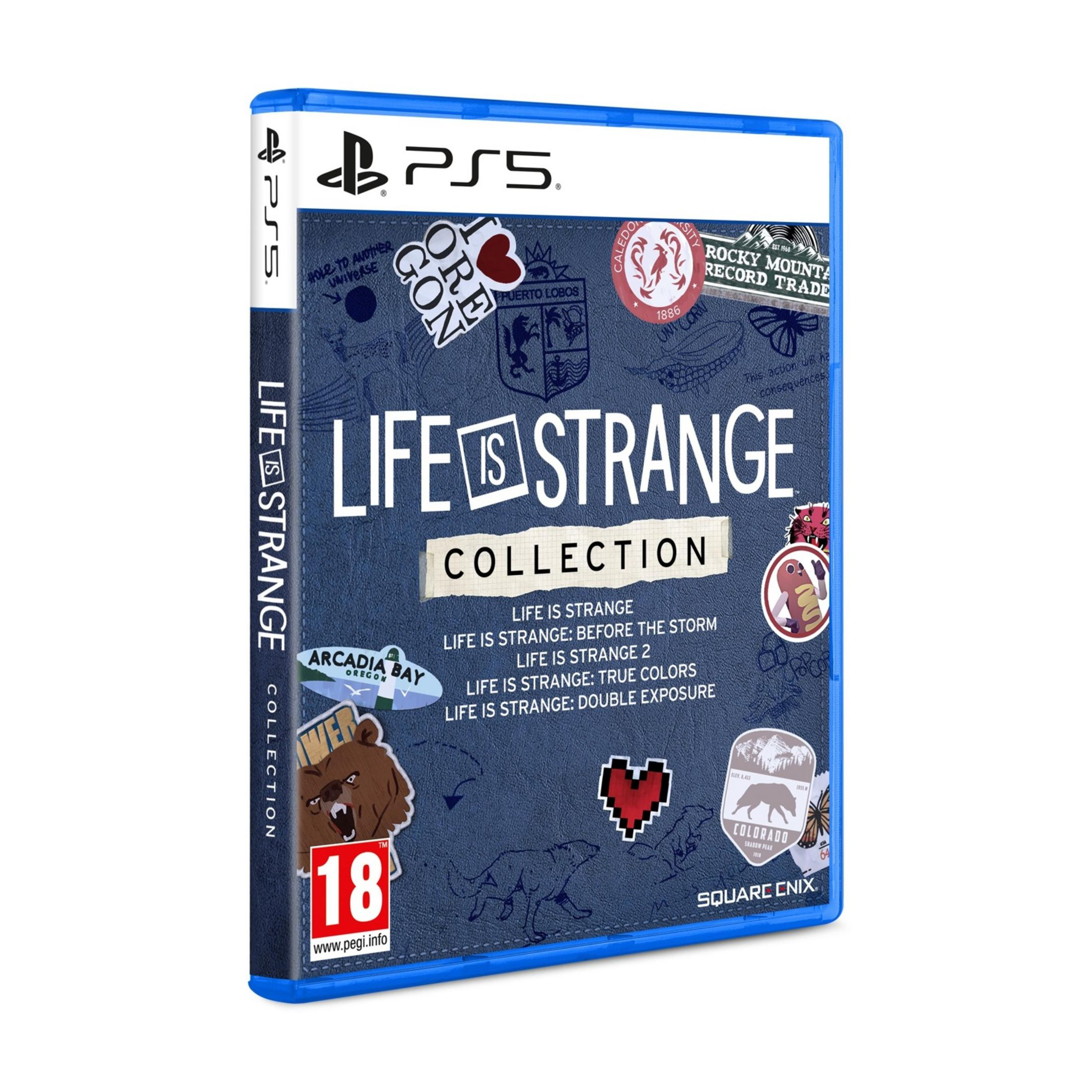 Gioco PS5 "Life is Strange Collection" con adesivi di orso e cuore.