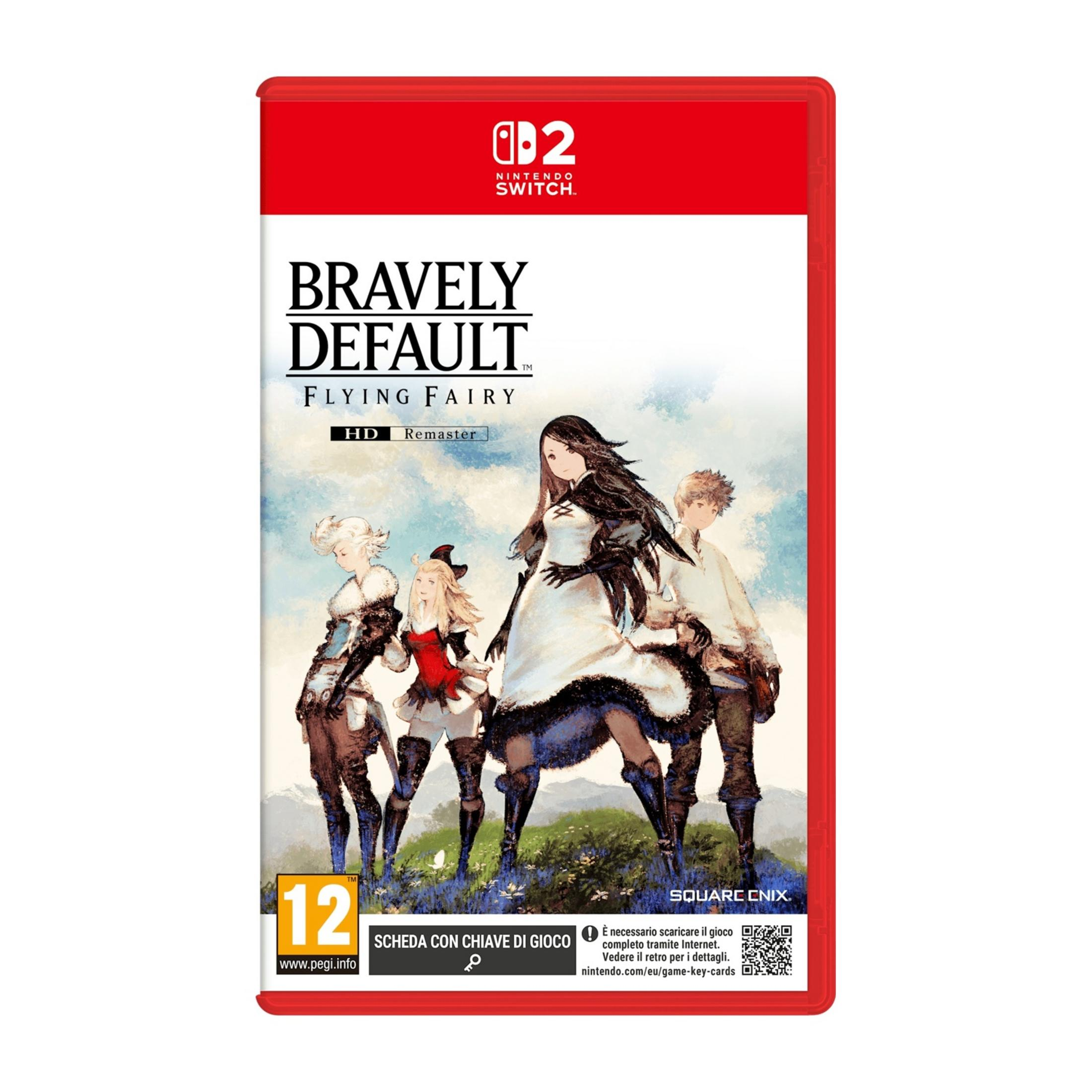 Copertina Nintendo Switch con quattro personaggi, titolo: Bravely Default Flying Fairy