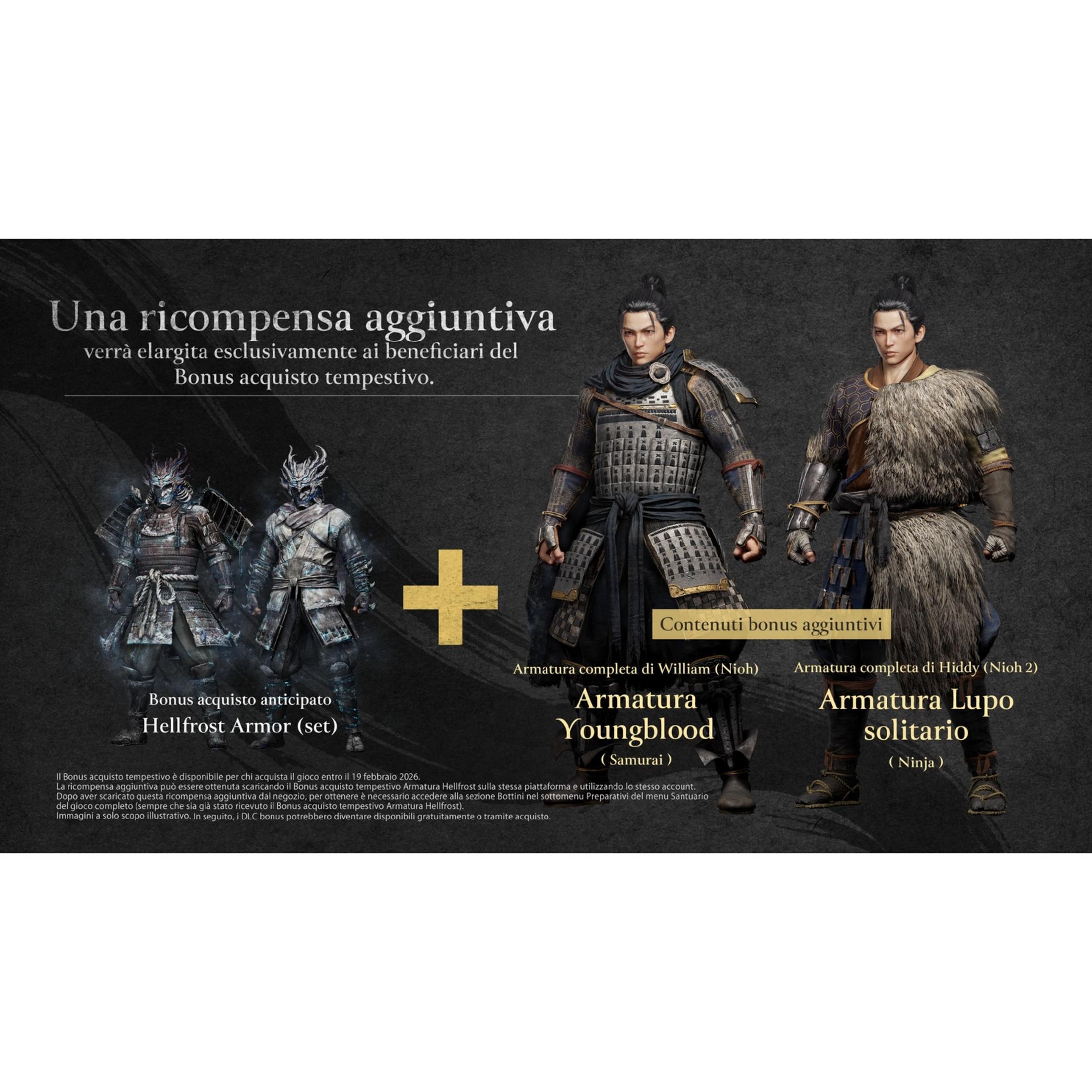 Personaggi in armatura; ricompensa per acquisto anticipato e bonus.