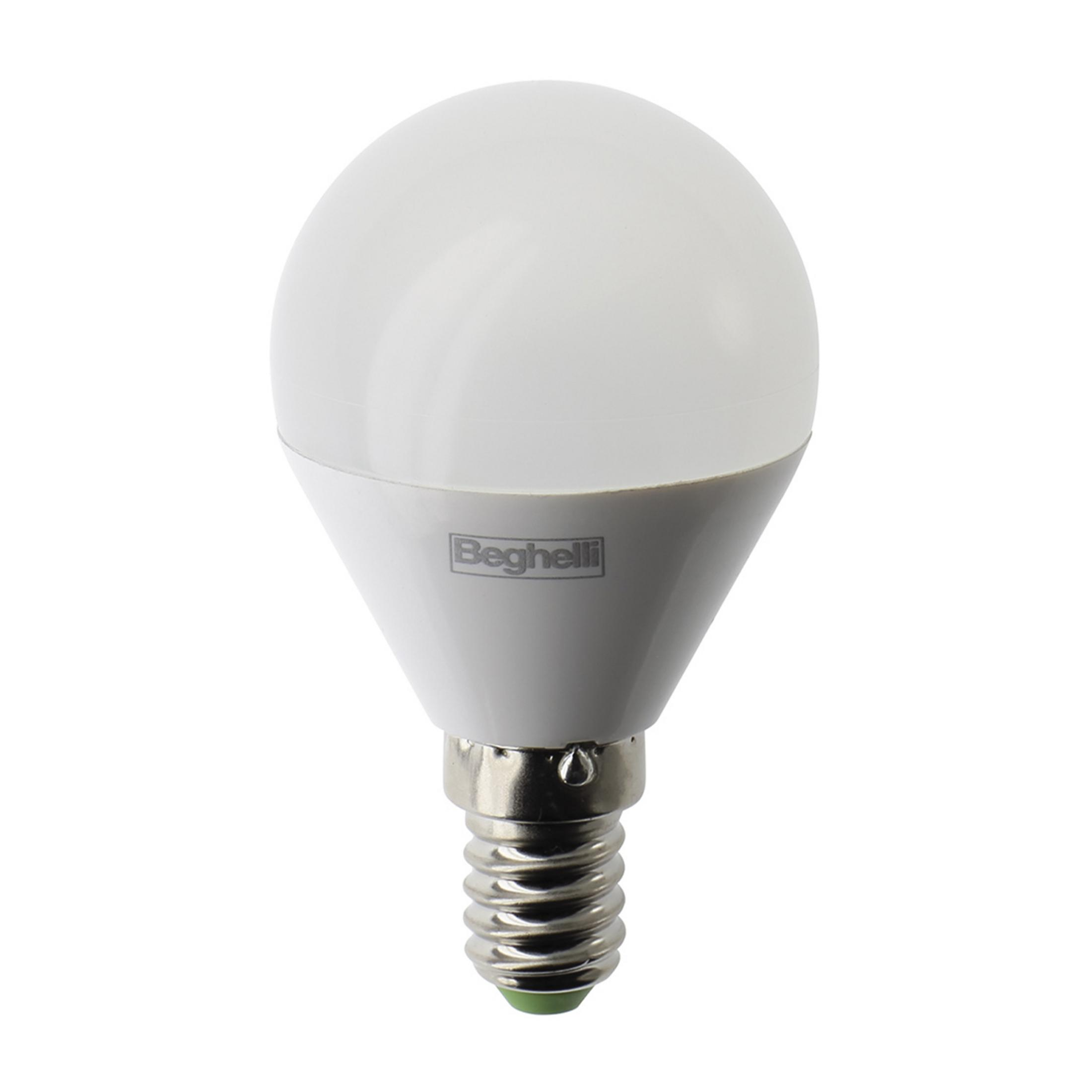 Biała żarówka LED z gwintem E14, marki Beghelli.