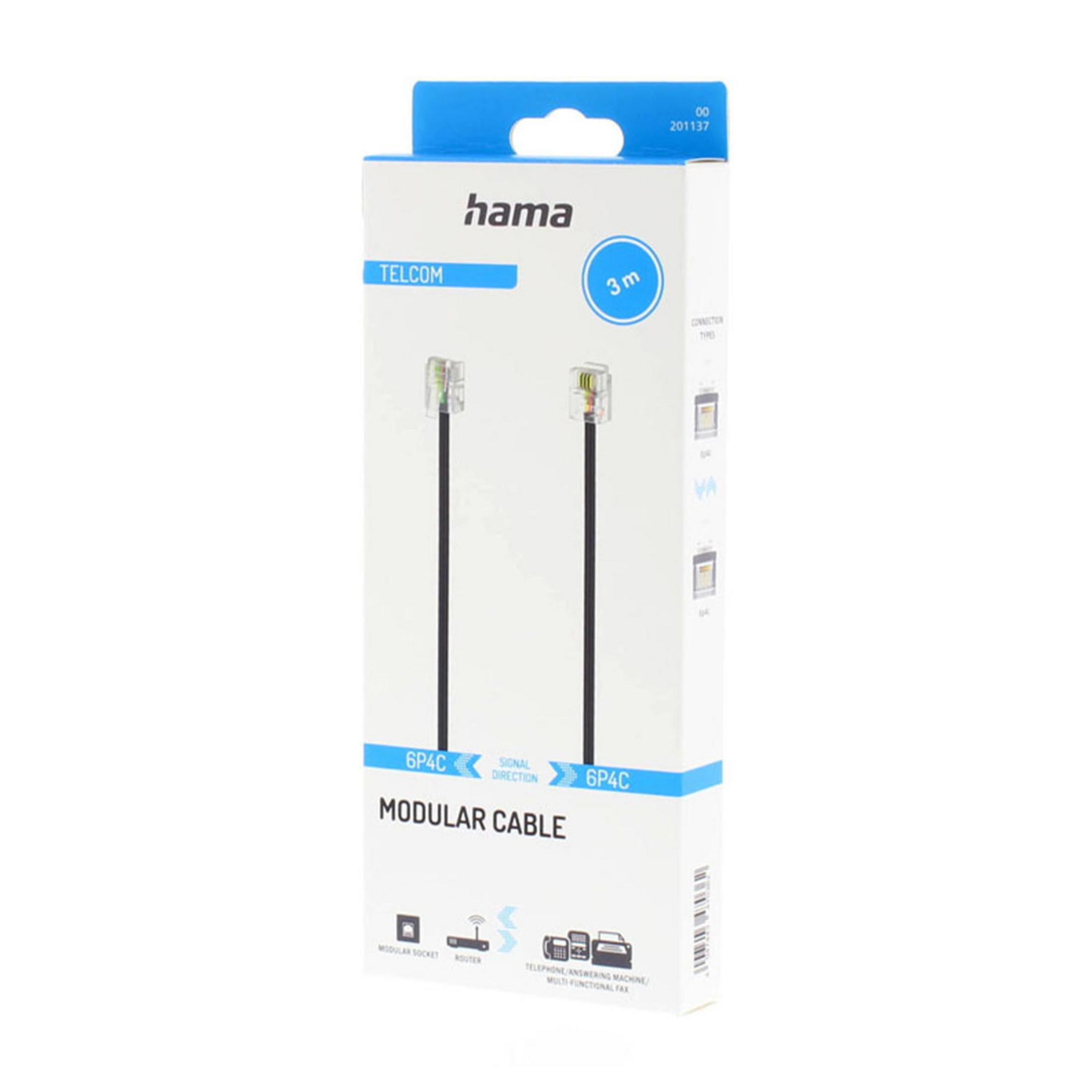 Hama 3m Modular Kabel für Telefon, Router, Fax. Weiße Verpackung.