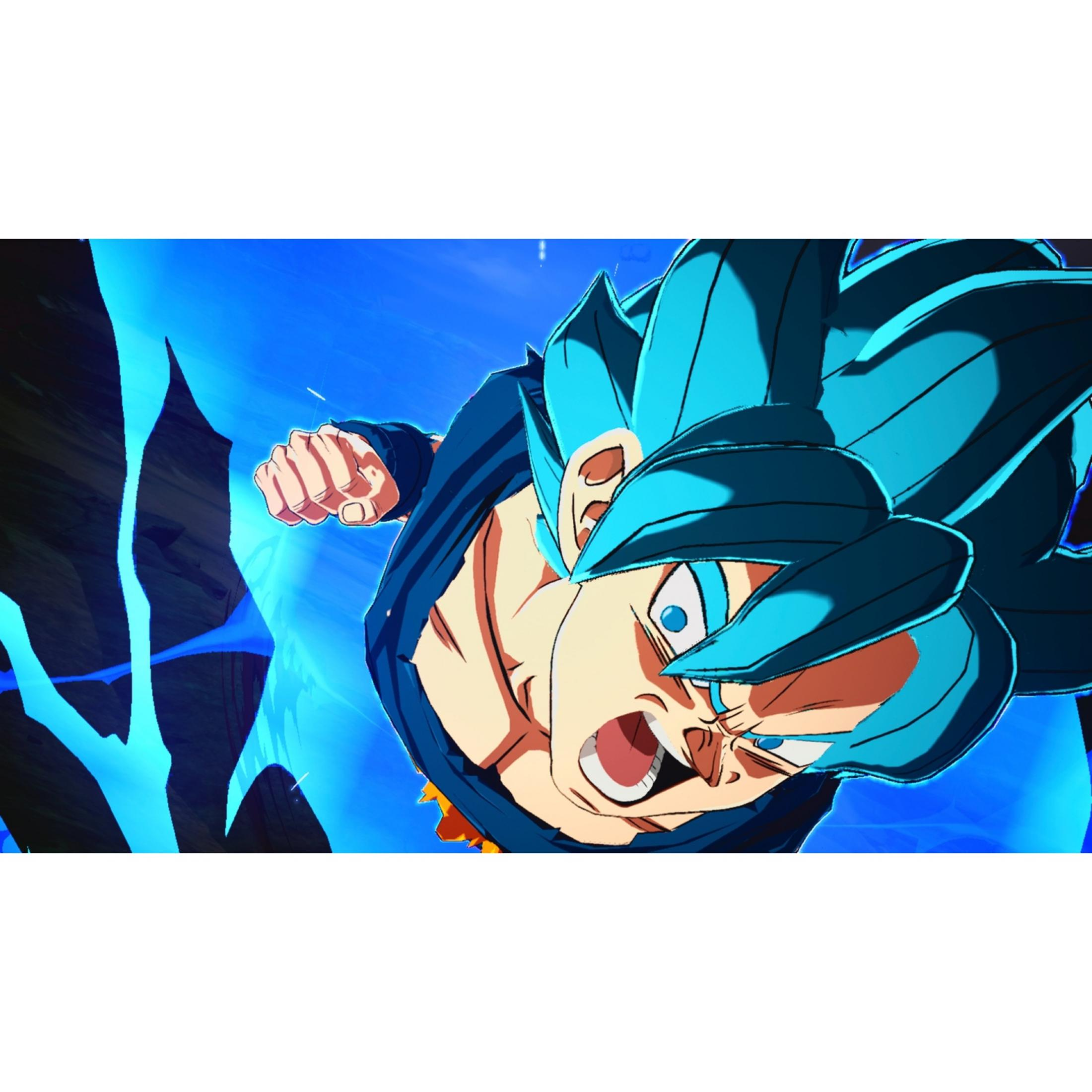 Un personaje de anime con pelo azul lanzándose hacia adelante.