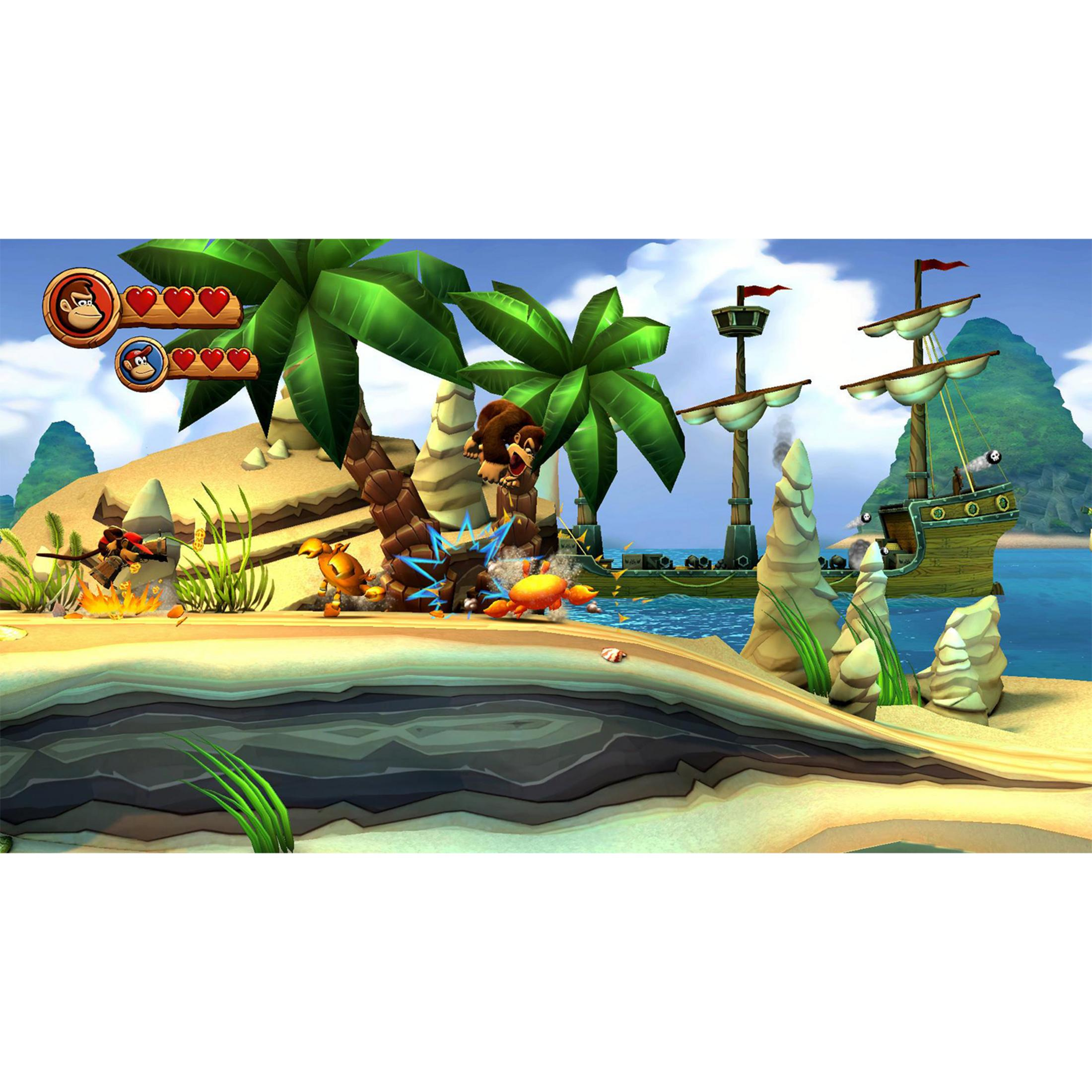Donkey Kong skacze na kraba, z statkiem w tle.