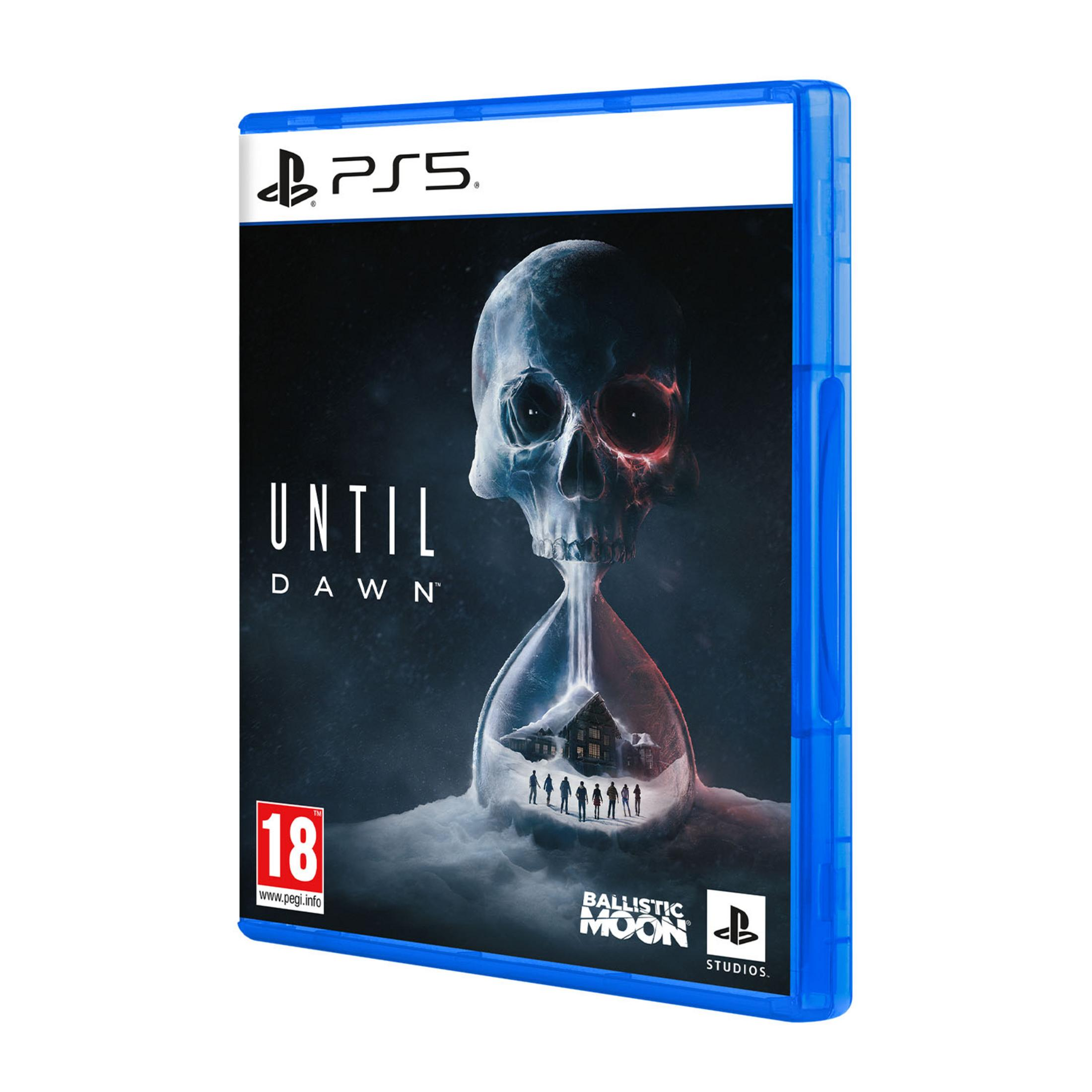 Custodia gioco PS5 'Until Dawn' con design clessidra teschio. Età 18.