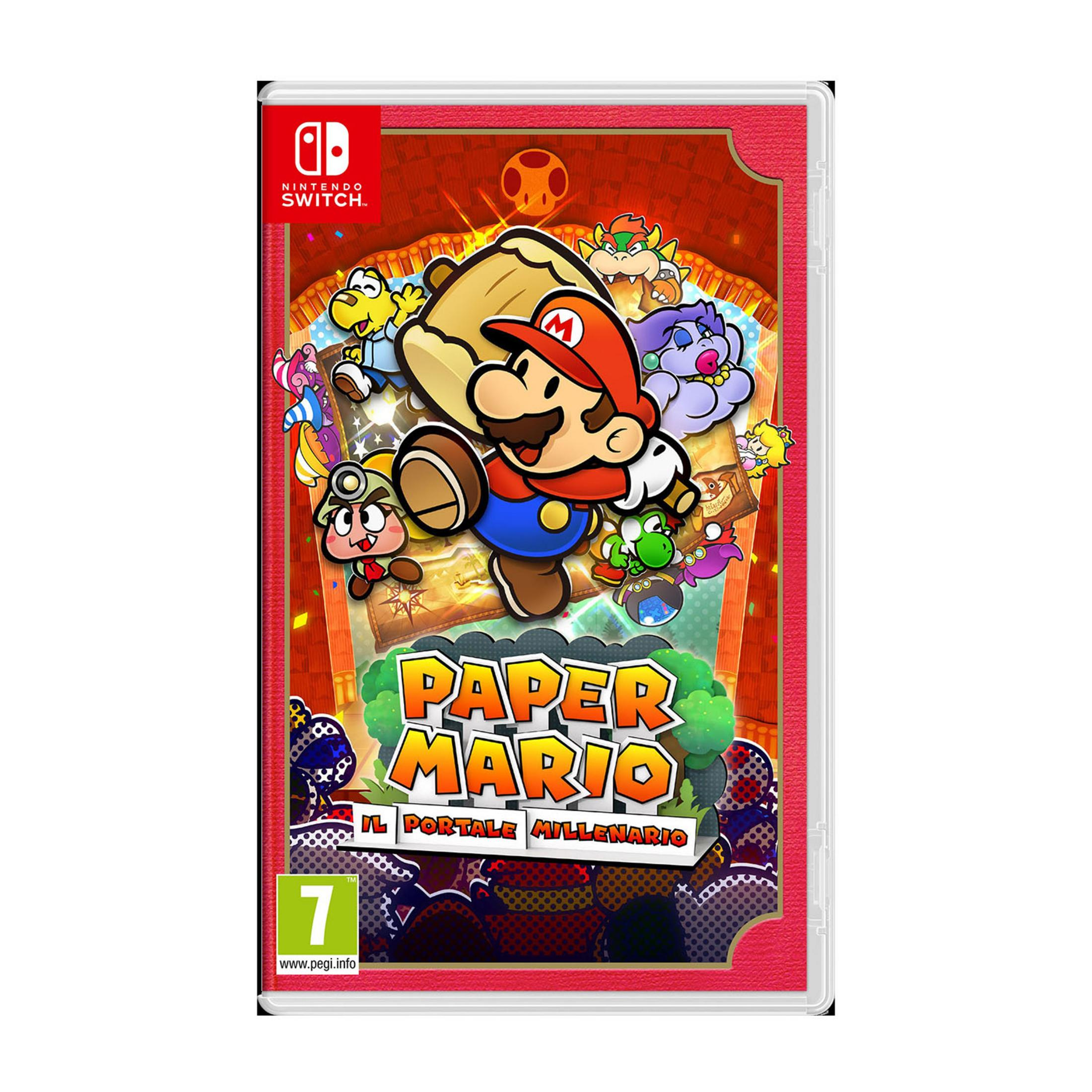 Paper Mario Spielcover mit Mario, Luigi, Peach, Bowser und vielen anderen Figuren.
